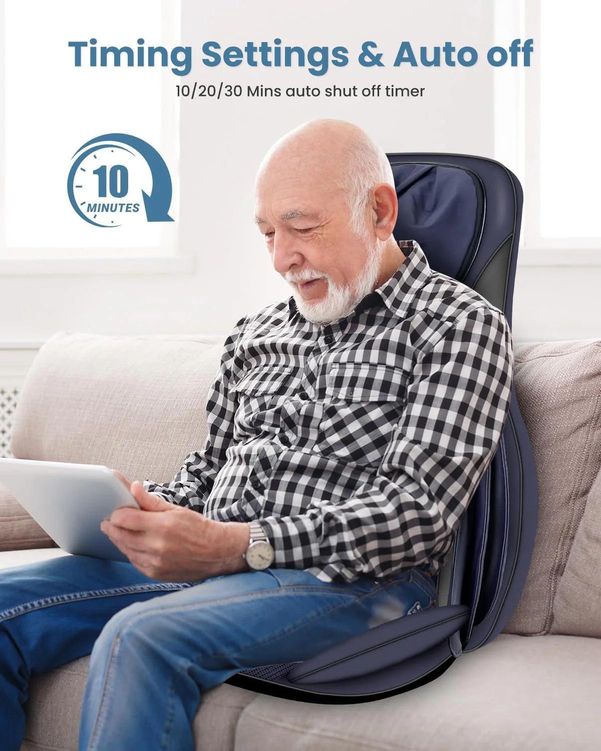 COMFIER Massager Chair with Heat Shiatsu Neck Back Massager Portable with Compress & Rolling Massage Chair Pad for Full Back Neck & Shoulders Full Body Pain