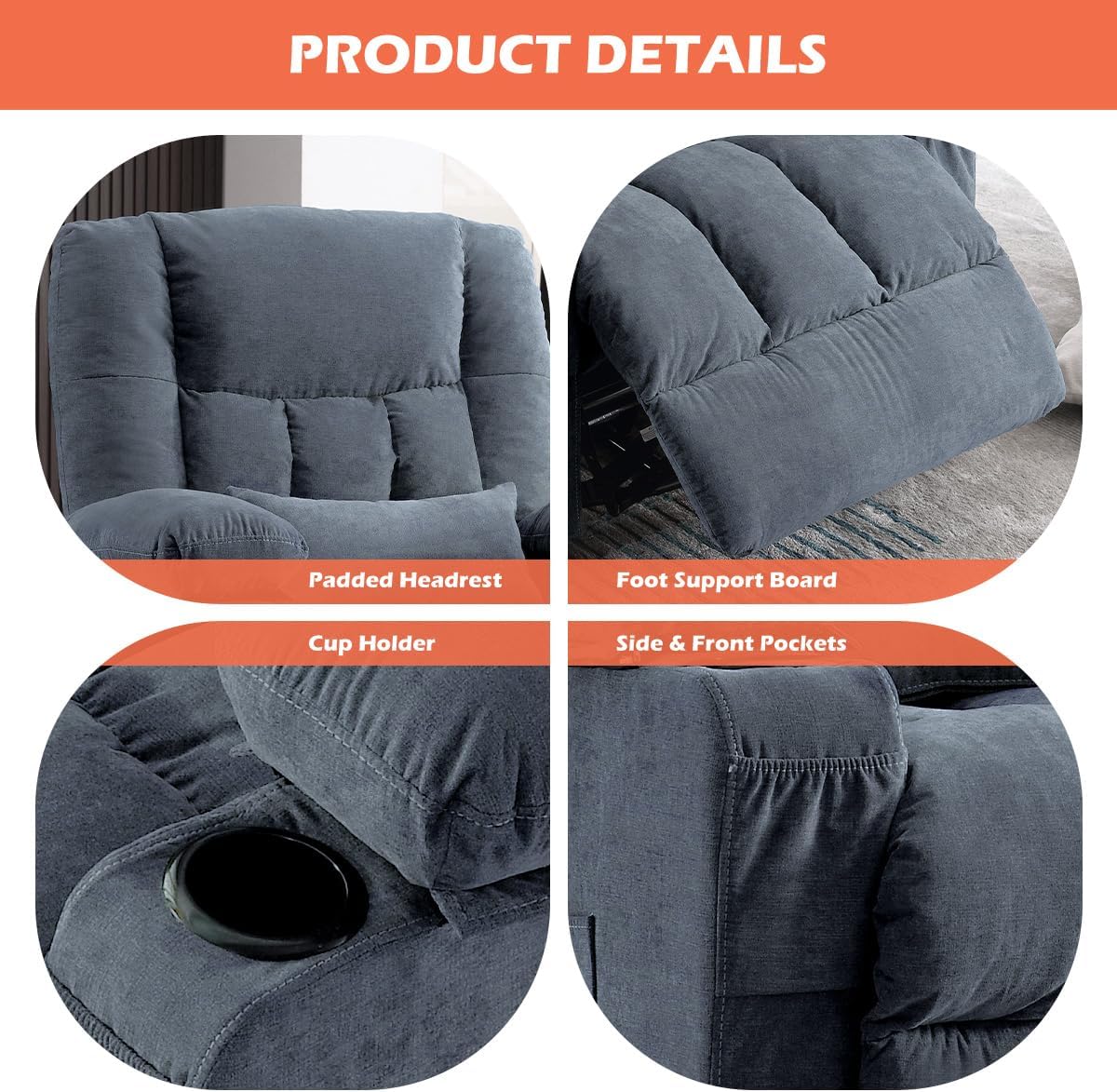 Recliner Loveseat with Cup Holders for Living Room