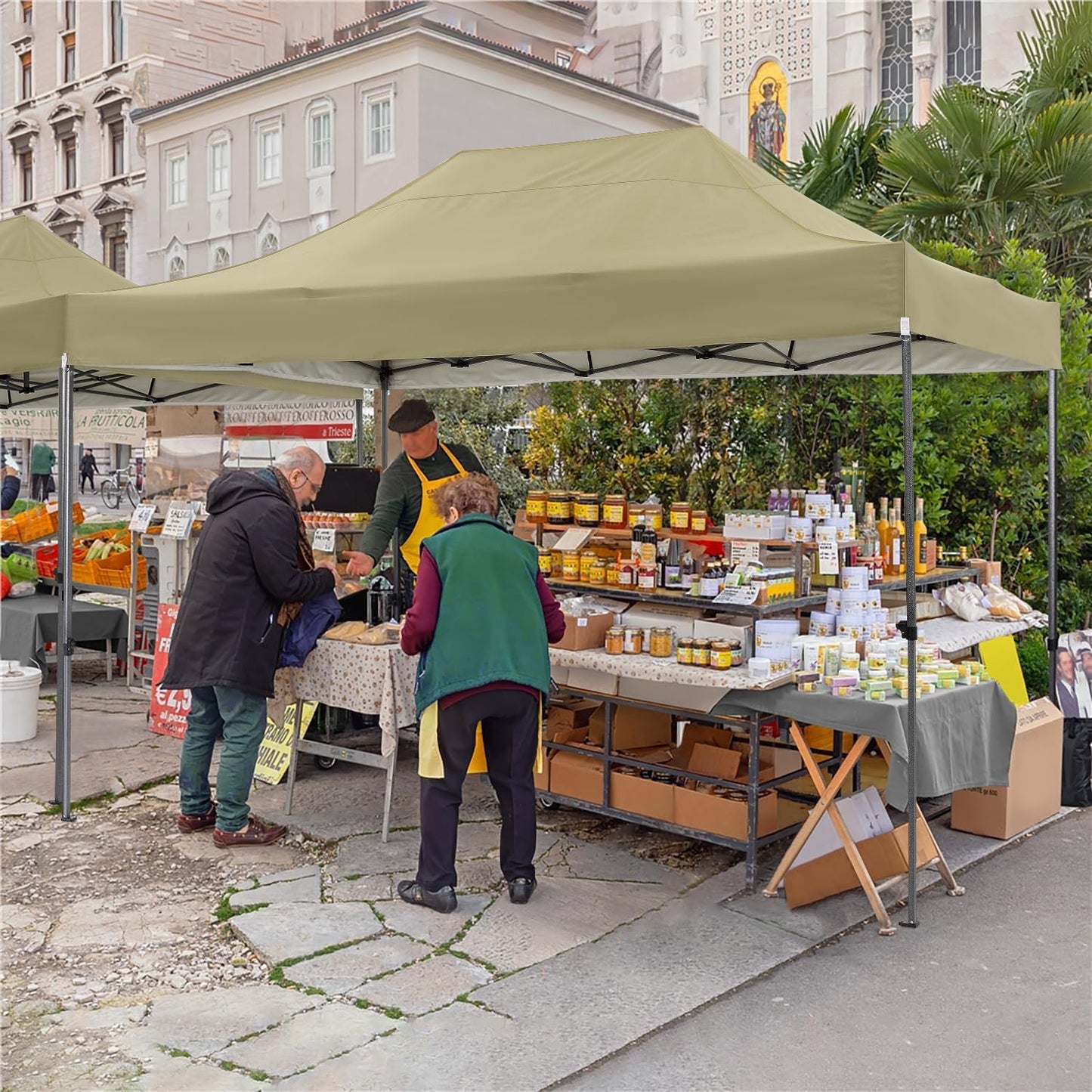 COBIZI 10x20 Heavy Duty Pop up Canopy Tent with 6 sidewalls Easy Up Commercial Outdoor Canopy Wedding Party Tents for Parties All Season Wind & Waterproof Gazebo with Roller Bag,Black(Frame Thickened)