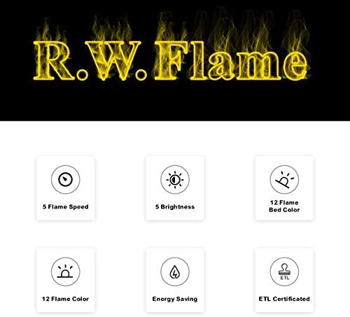 R.W.FLAME 60" Recessed and Wall Mounted Electric Fireplace, Low Noise, Fit for 2 x 6 Stud, Remote Control with Timer, Touch Screen, Adjustable Flame Color and Speed, 750-1500W