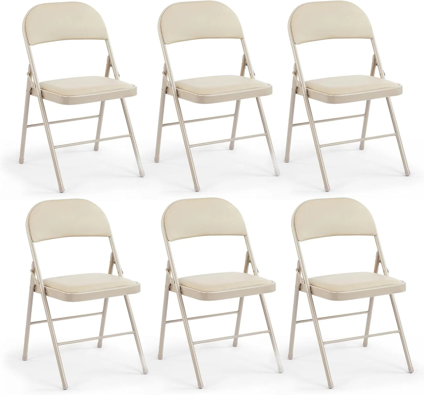 DUMOS 2 Pack Leather Padded Folding Chair, Indoor Outdoor Portable Stackable Commercial Seat