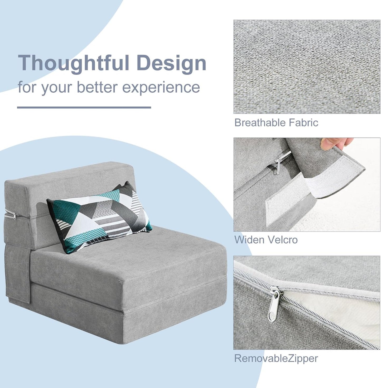 60 inch pull out sofa bed, memory foam sofa with 2 pillows, futon bed, guest bed and pull out sofa,