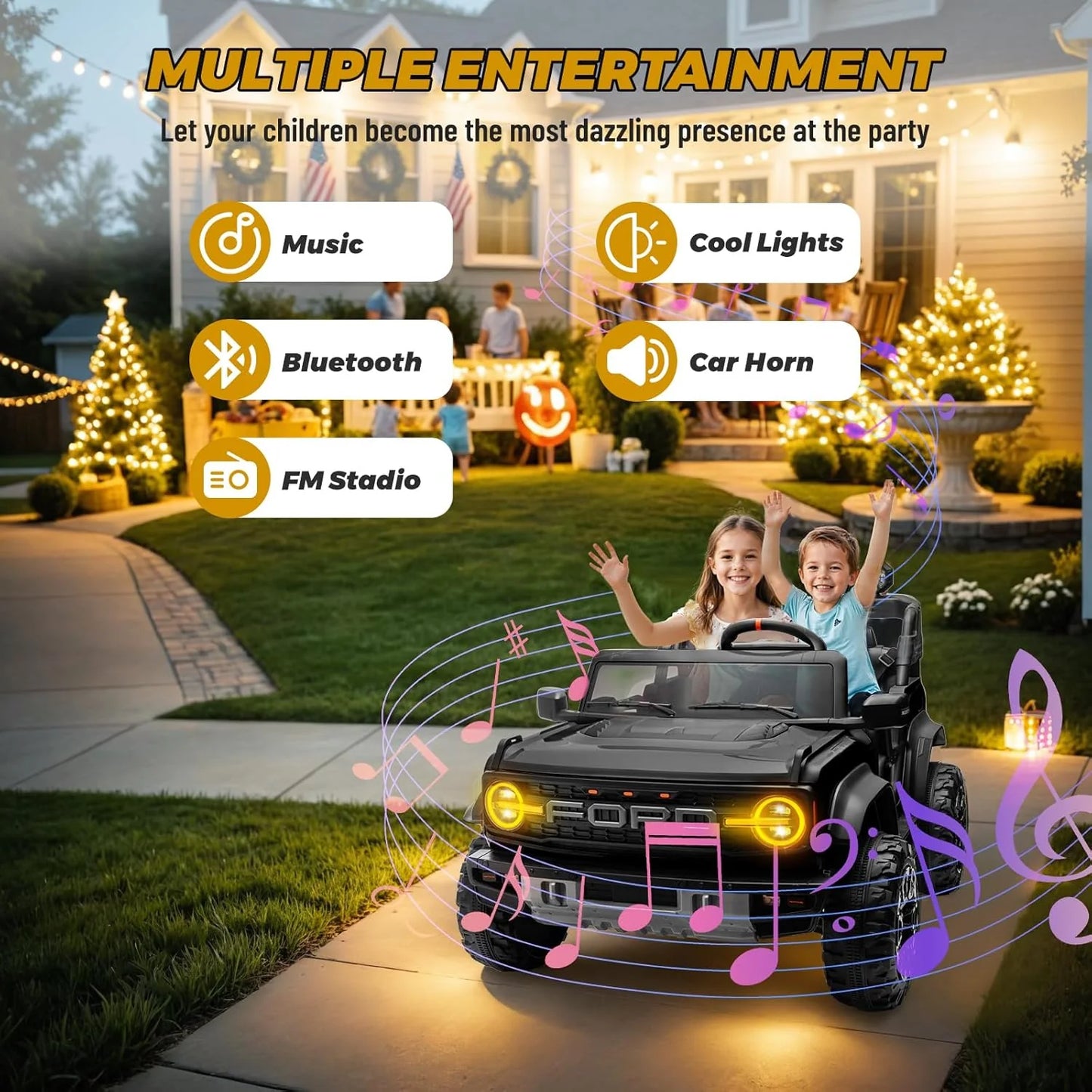 Bronco Raptor Two-Seater Ride-On Car Truck Toy Blue