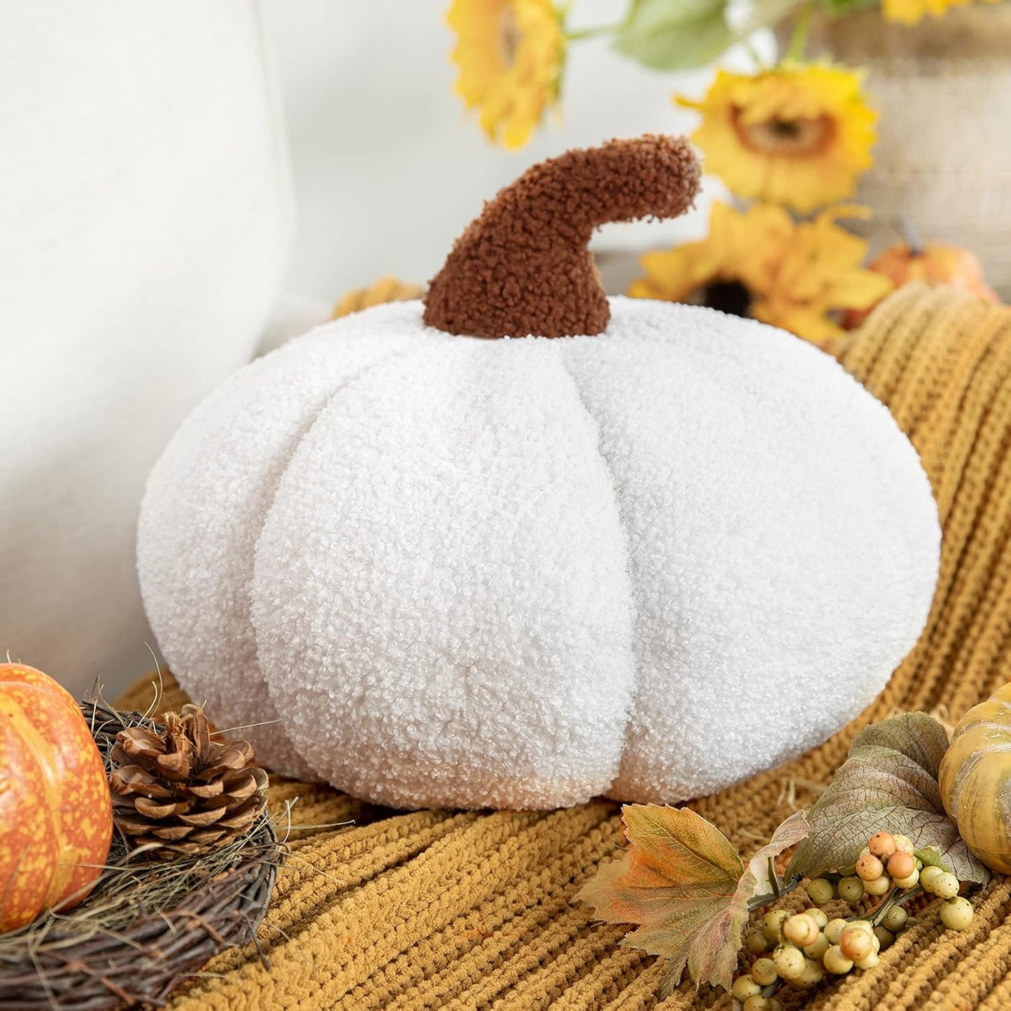 Teddy Fleece Pumpkin Throw Pillows