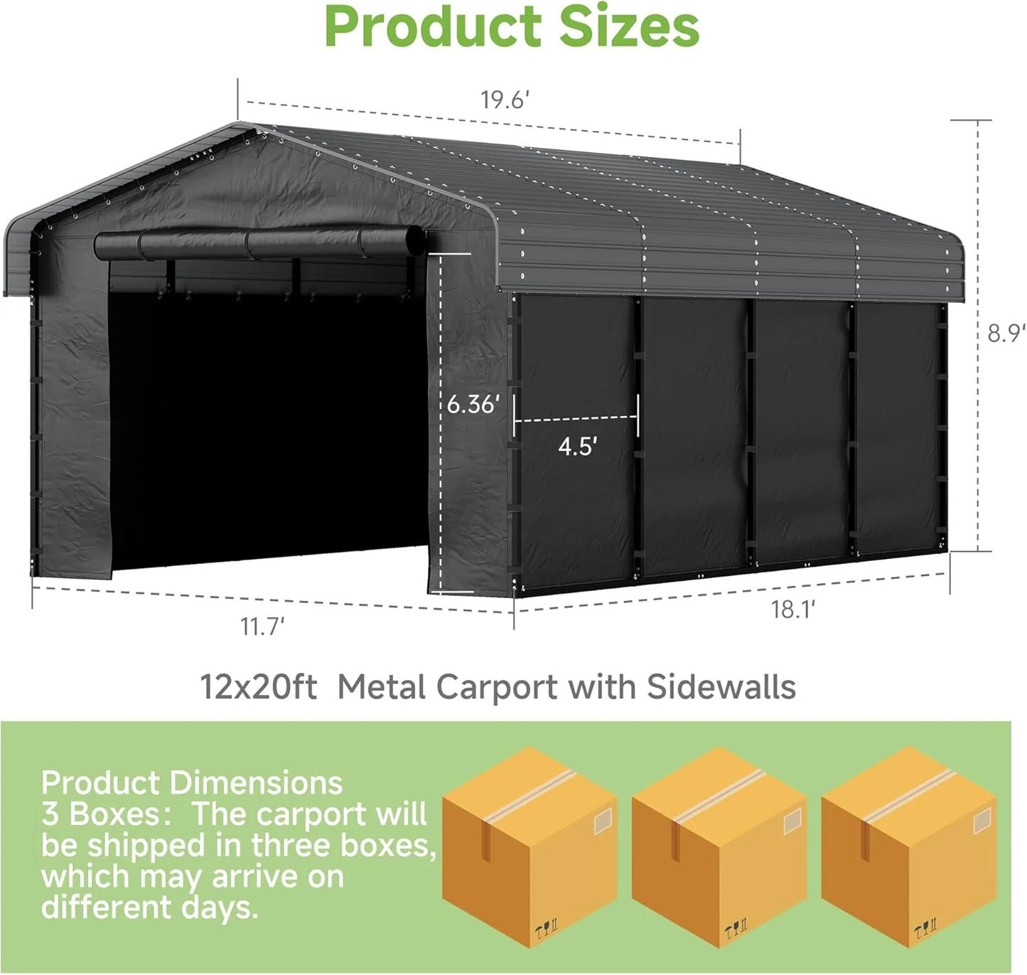 10'x15' Heavy Duty Metal Carport, Outdoor Garage Car Shelter Shade with Heavier Frame