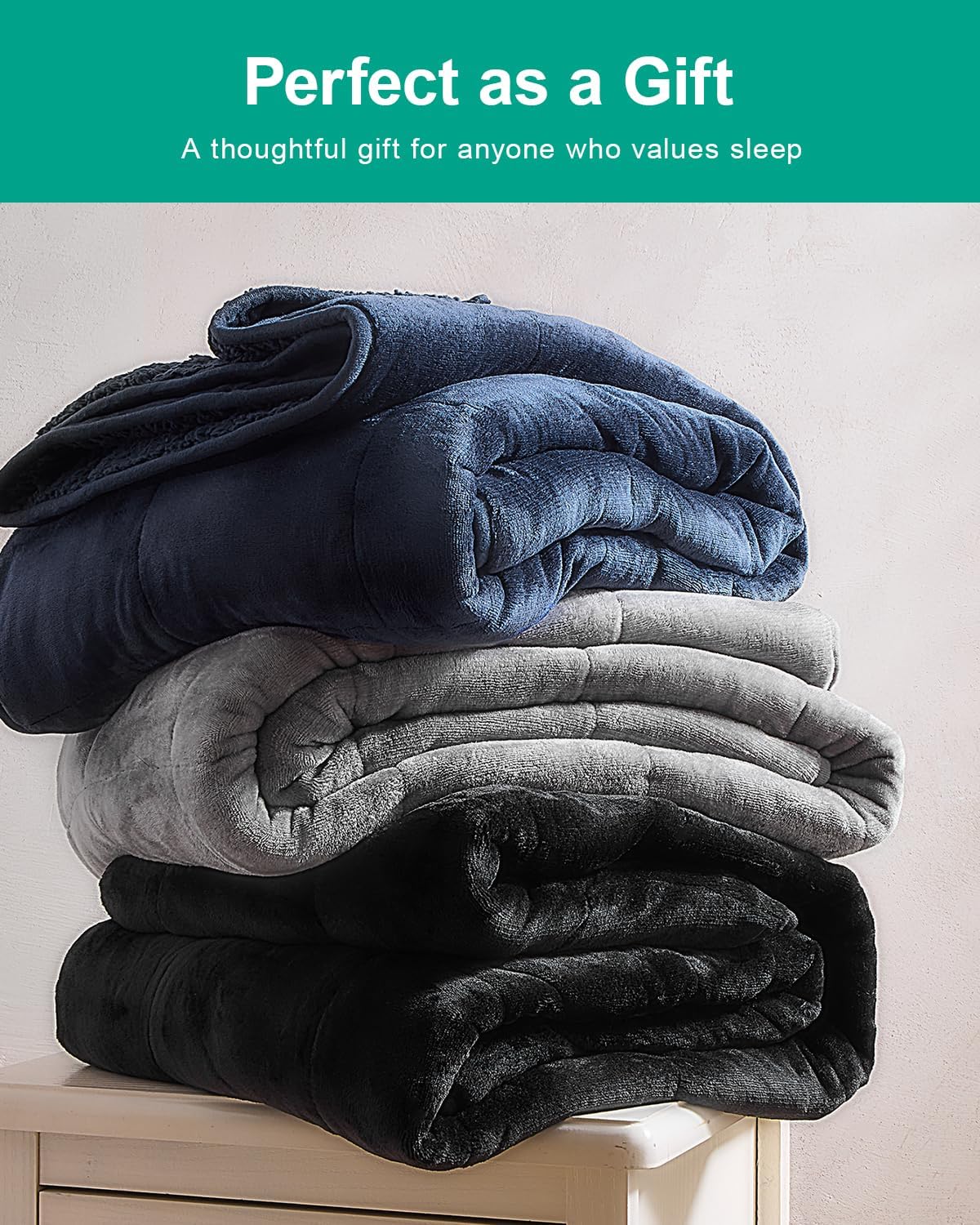 Sherpa Fleece Weighted Blanket 15 lbs 60"x 80"