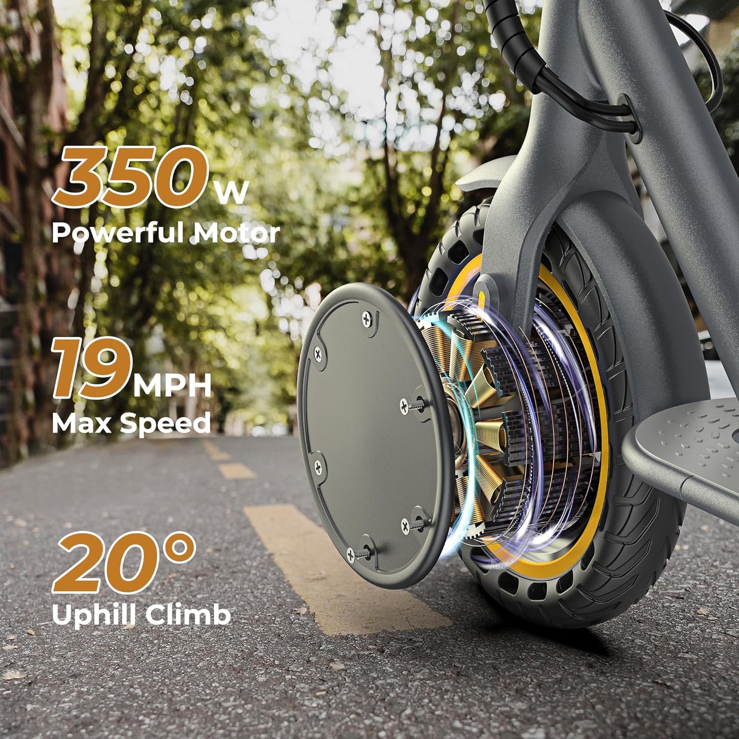 Electric Scooter, 350W/500W Motor, Top Speed 19/22 mph, Max 16/23/28Miles Ranges, Foldable E Scooter for Adults