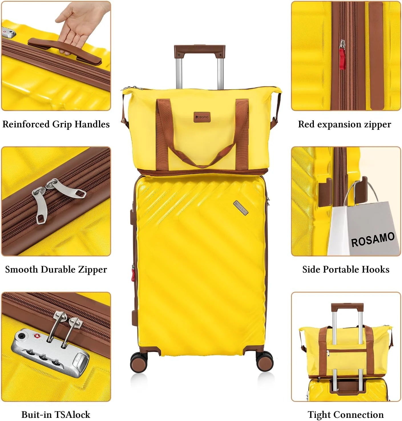 5 piece luggage set expandable suitcase 22x14x9 aviation certified durable waterproof travel set