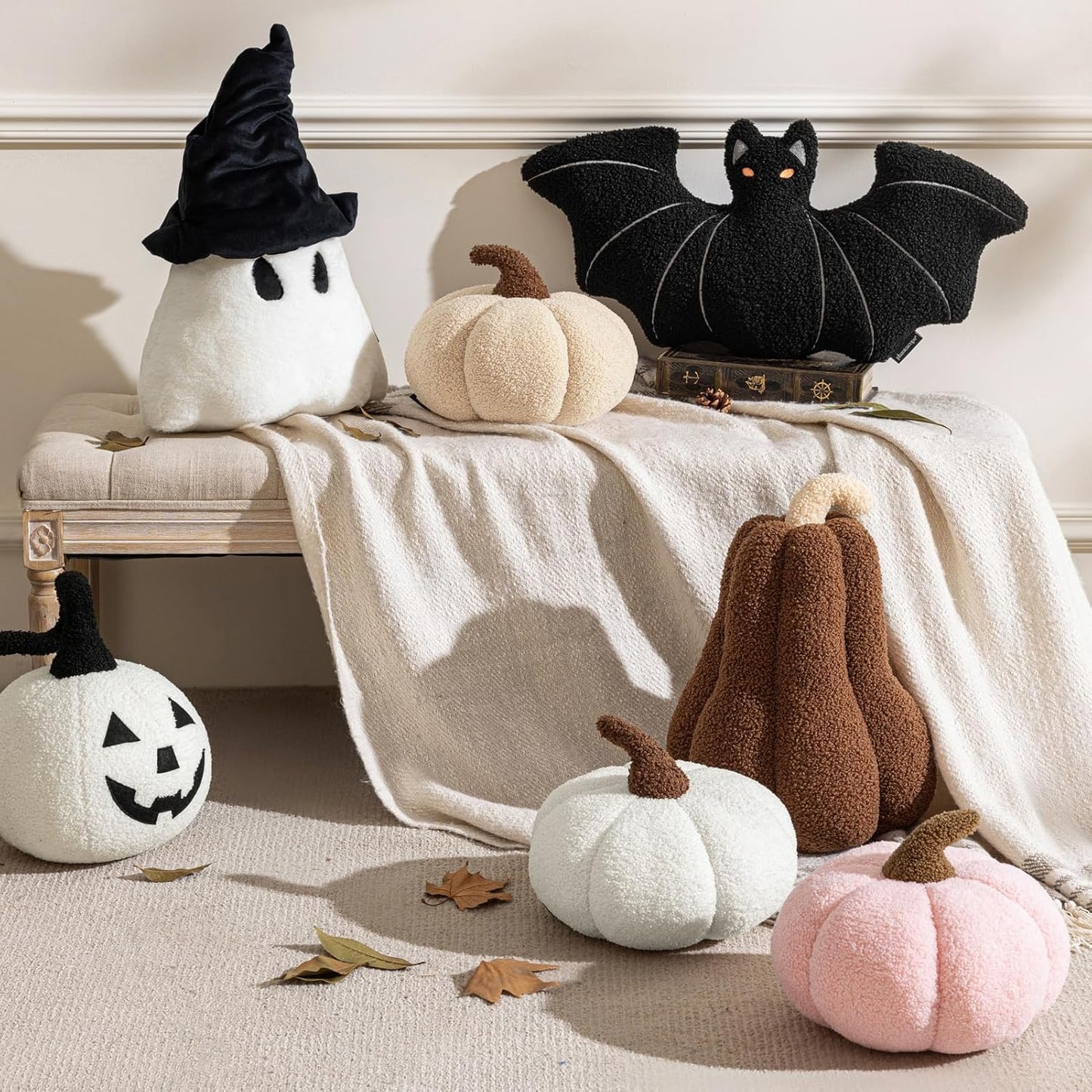 Teddy Fleece Pumpkin Throw Pillows