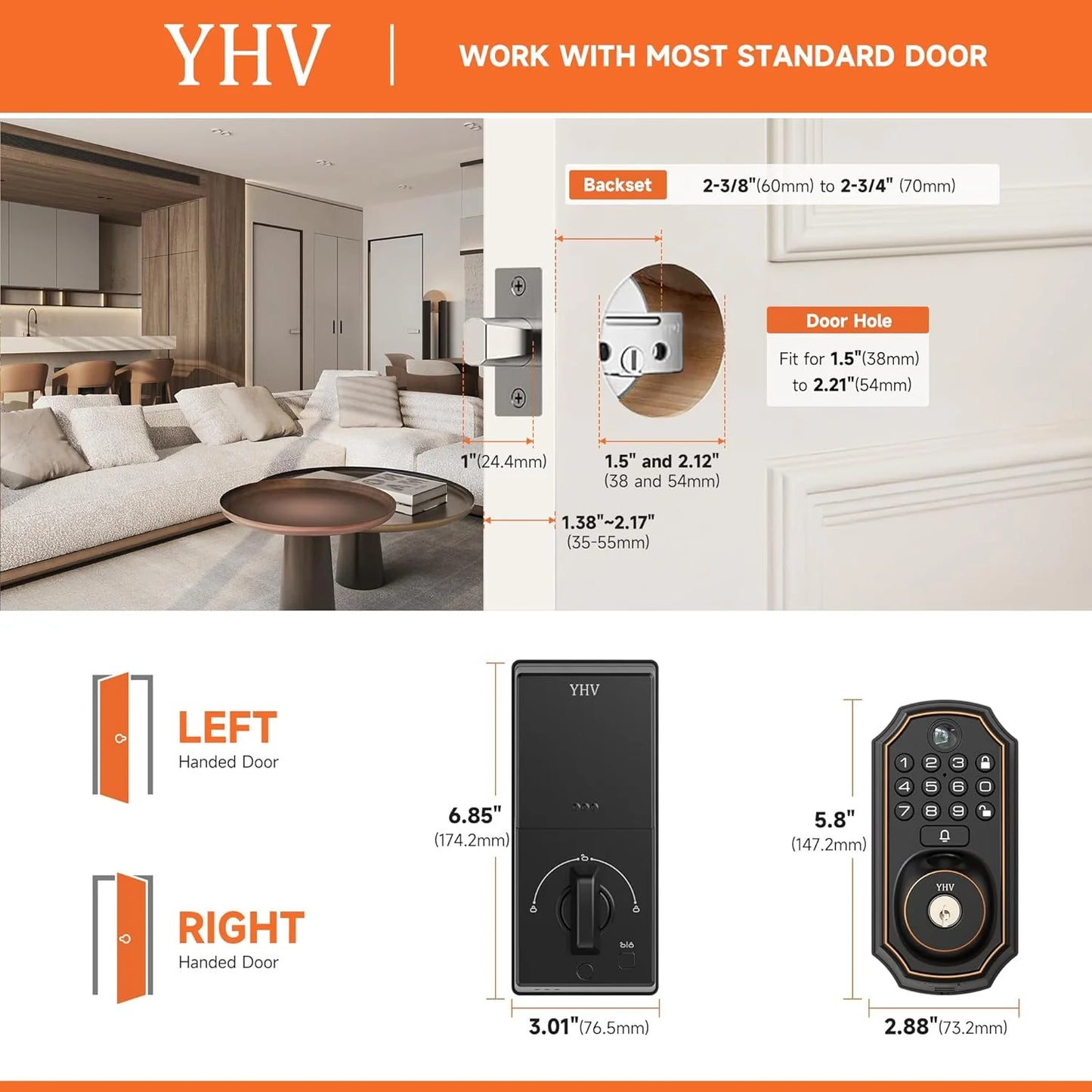 Keyless Entry Door Lock with Camera Fingerprint Smart Door Lock with App Remote Control