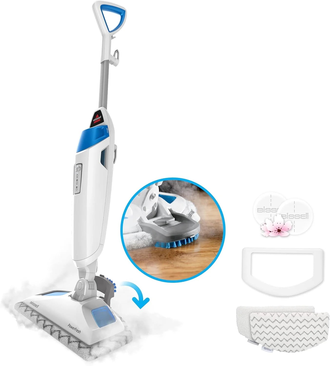 Power Fresh Steam Mop with Natural Sanitization, Floor Steamer, Tile Cleaner, and Hard Wood Floor Cleaner with Flip-Down Easy Scrubber, 1940A