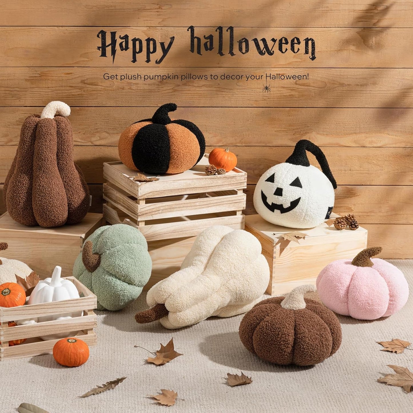 Teddy Fleece Pumpkin Throw Pillows