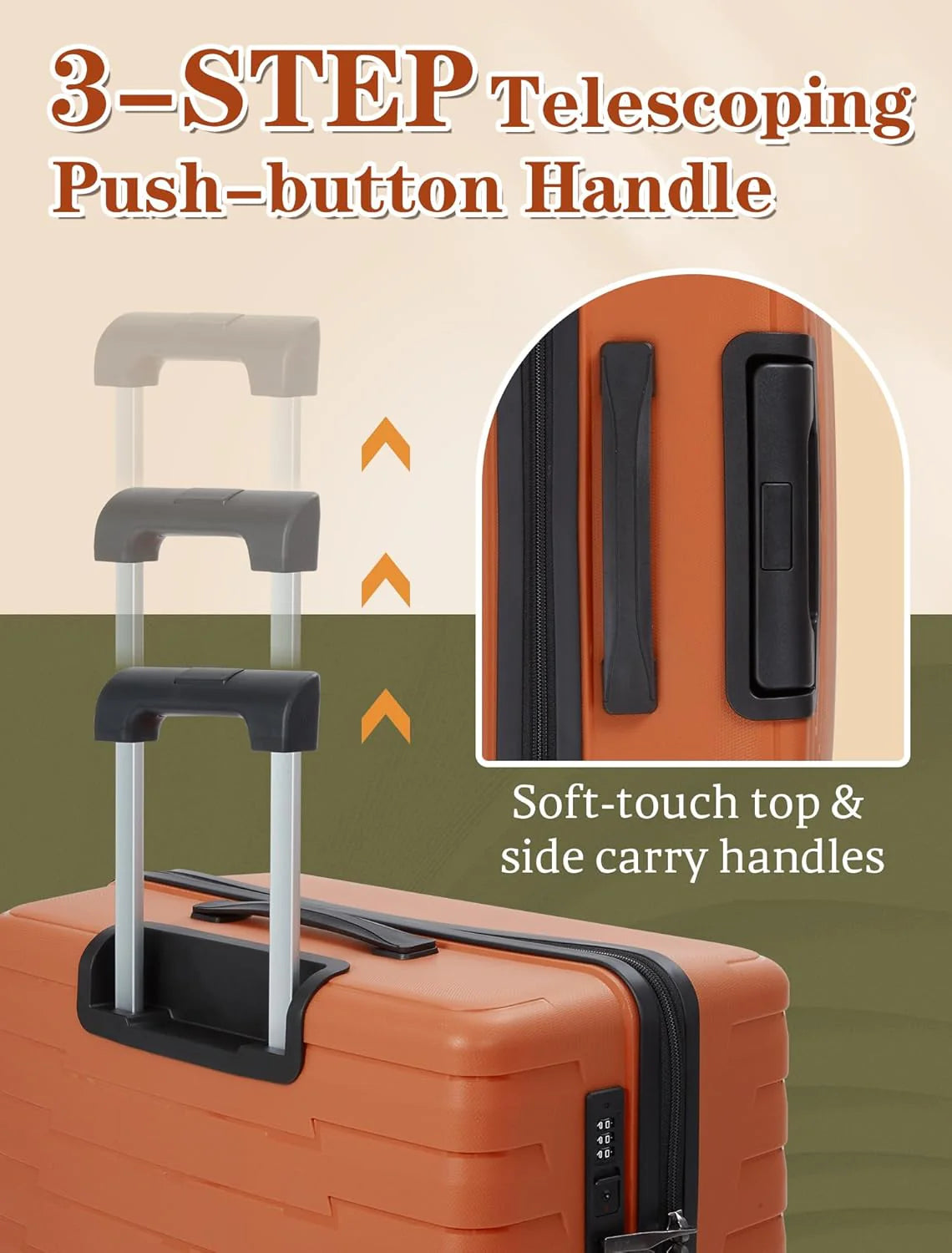 5-piece luggage set with wheels, ABS hardshell suitcase with spinner wheels