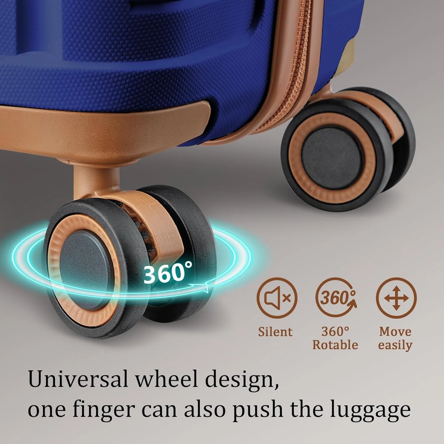 5-piece PP hardshell lightweight travel carry-on luggage set with dual spinner wheels and TSA lock