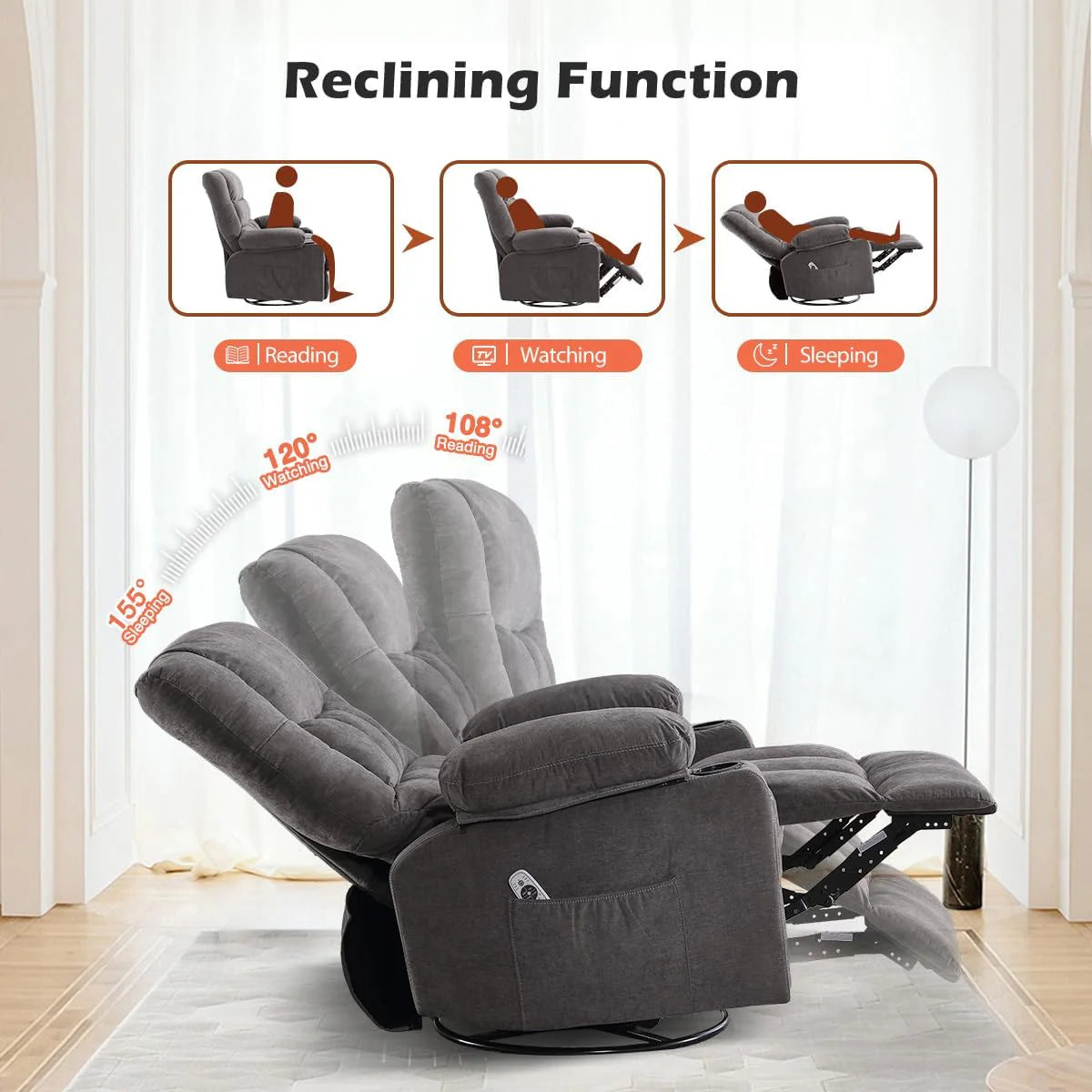 Recliner Loveseat with Cup Holders for Living Room