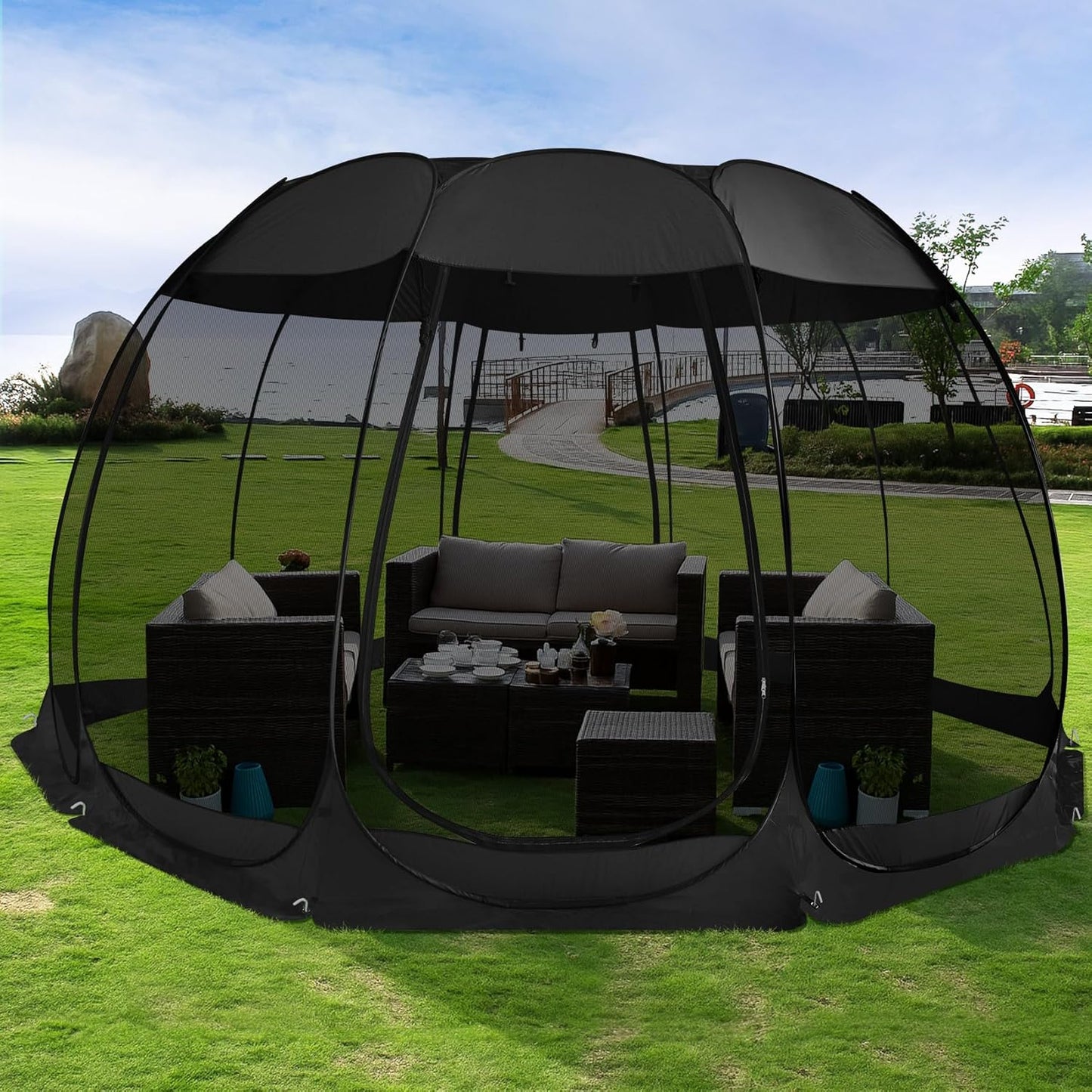 Pop Up Screen House Gazebo Tent with Mosquito Netting Sides