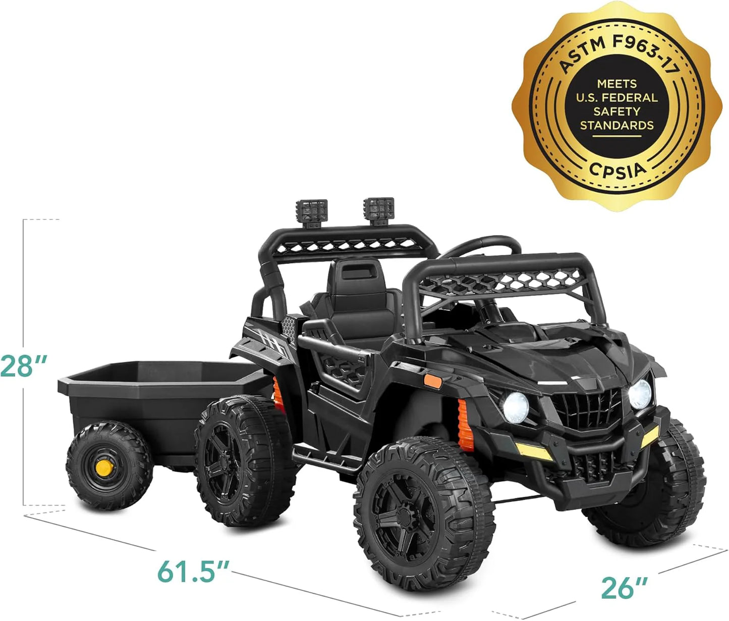 Children's black UTV electric children's car