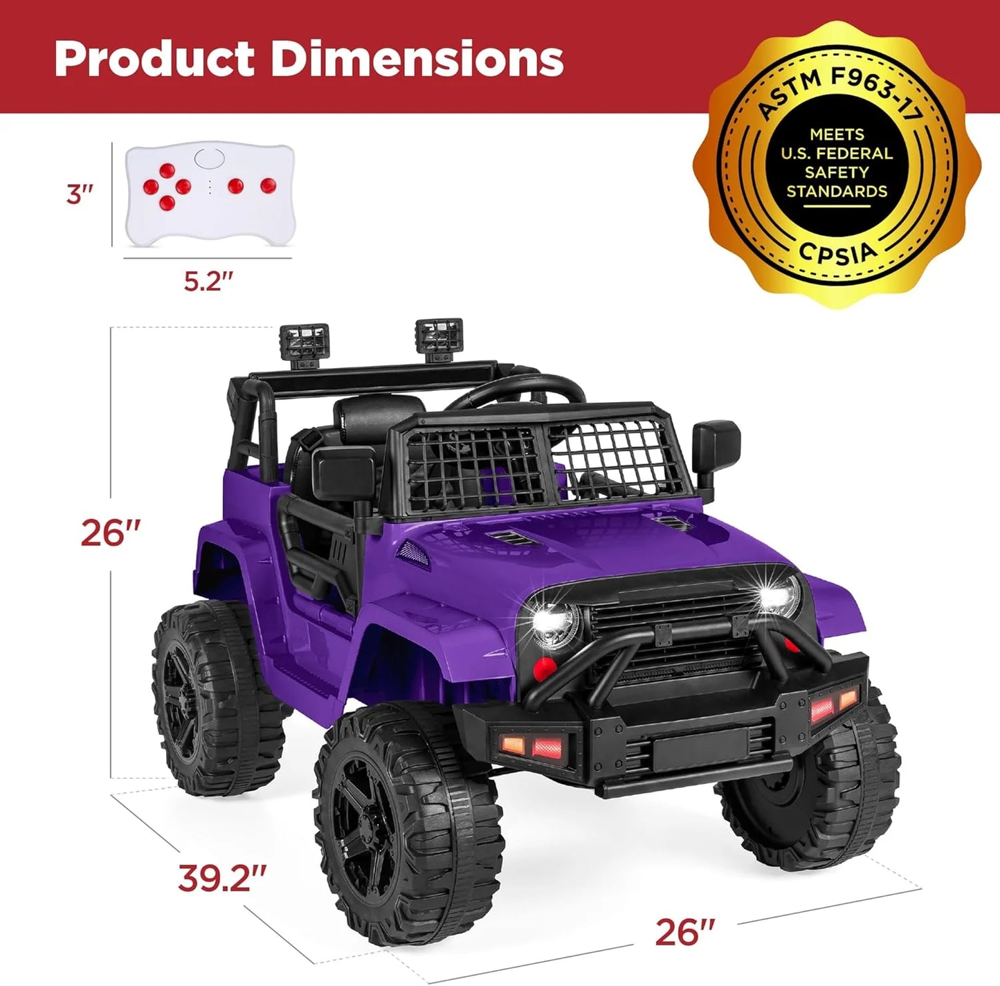 Best Choice Products 12V Kids Ride-On Truck Car with Spring Suspension and LED Lights