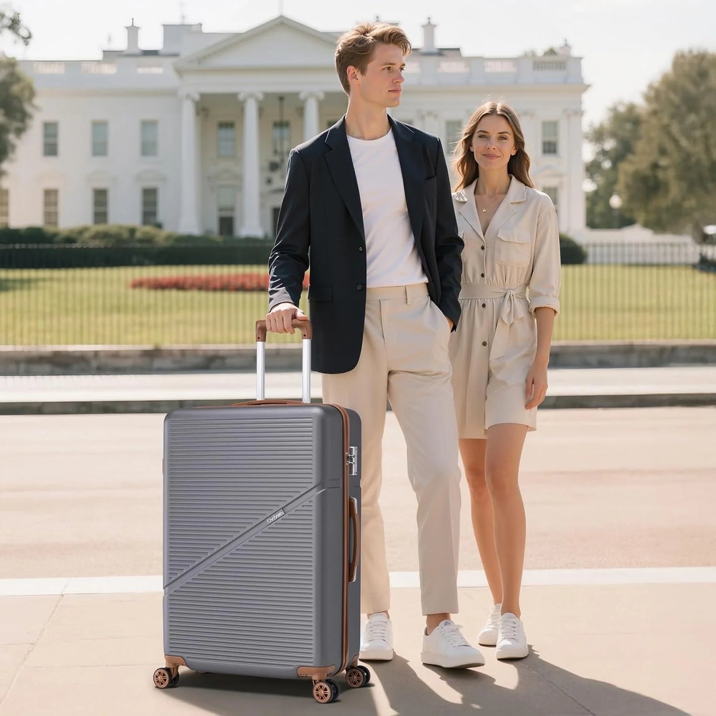 5-Piece Luggage Set with Spinner Wheels, Hard-Shell ABS Luggage Set with Tsa Lock, Lightweight Hard-Shell Waterproof Travel Case, Unisex, Gray