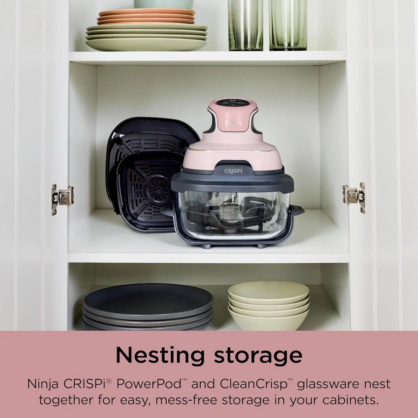 Ninja Crispi 4-in-1 Portable Glass Air Fryer Cooking System, 1500W, 4QT & 6-Cup TempWare Glass Containers with Storage Lids, Microwave, Freezer & Dishwasher Safe