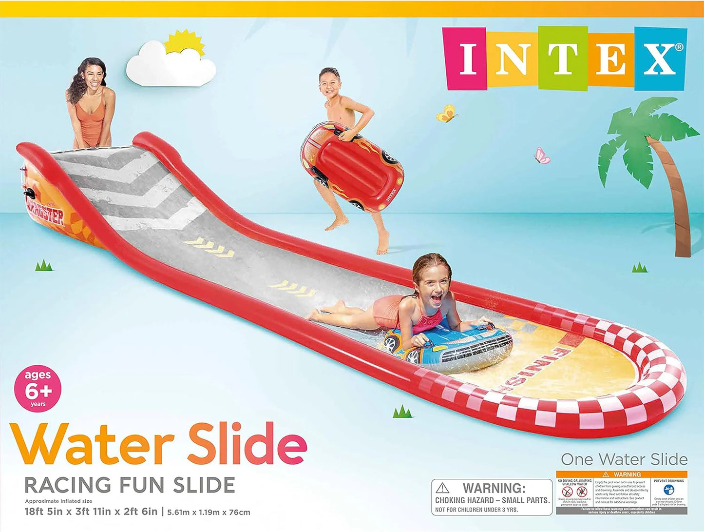 Intex 96" x 78" x 28" Inflatable Jungle Adventure Play Center Spray Kiddie Pool - Backyard Kids Water Slide, Outdoor Blow-Up Splash Pad for Toddlers