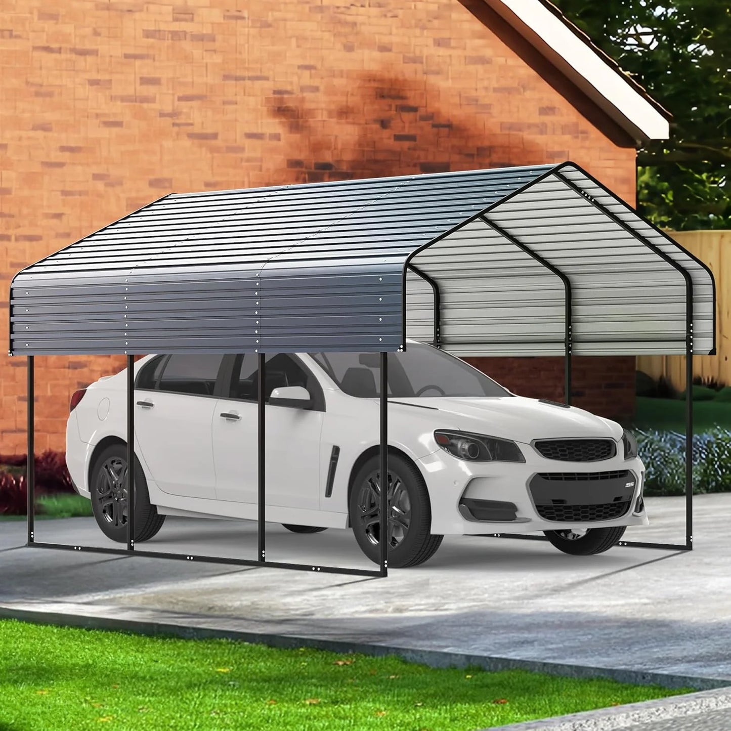10'x15' Heavy Duty Metal Carport, Outdoor Garage Car Shelter Shade with Heavier Frame