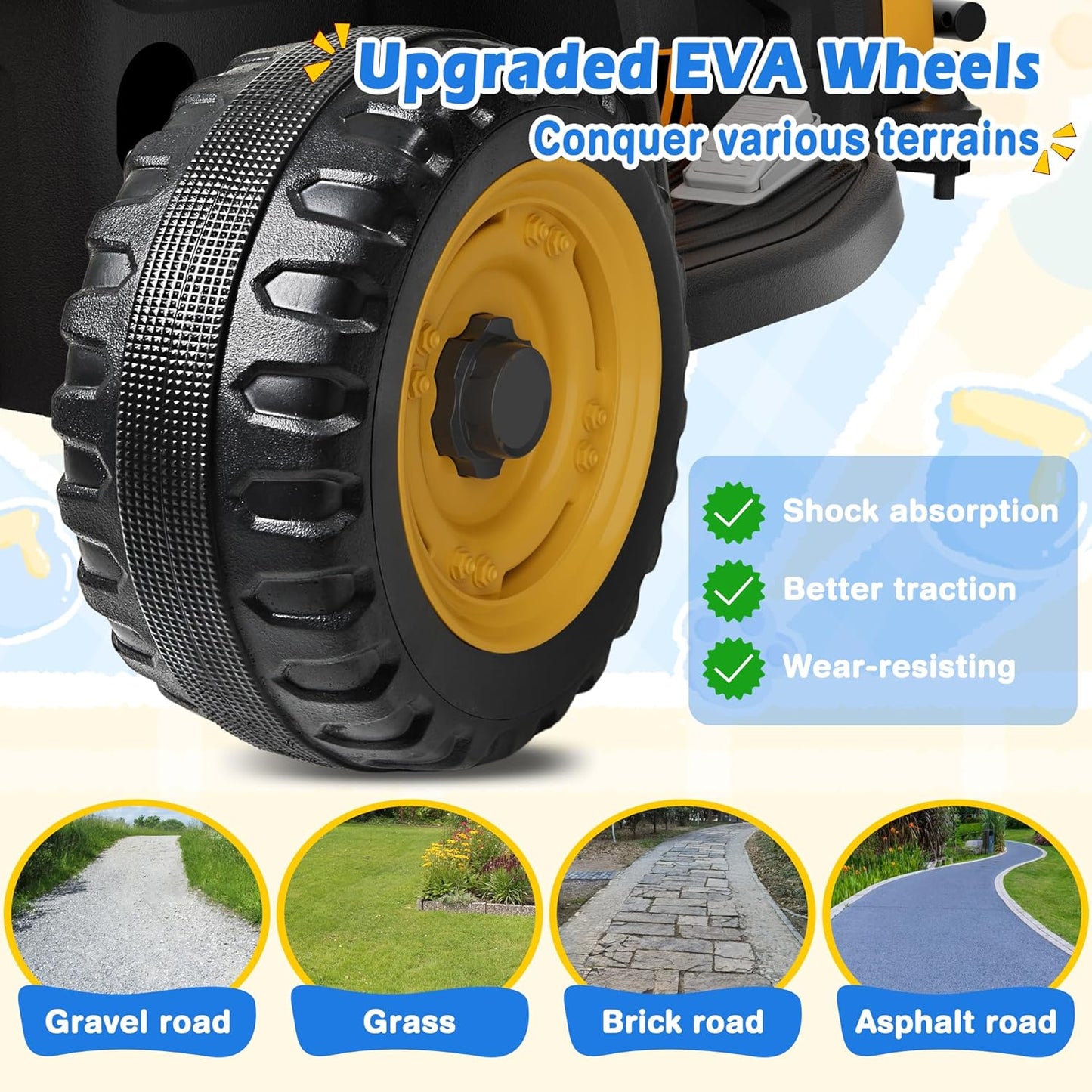 24V Ride On Tractor w/Tiltable & Detachable Trailer, 2x65W Motors, EVA Tires, Remote Control, Bluetooth, Shifter, Music, Electric Car for Kids, Green