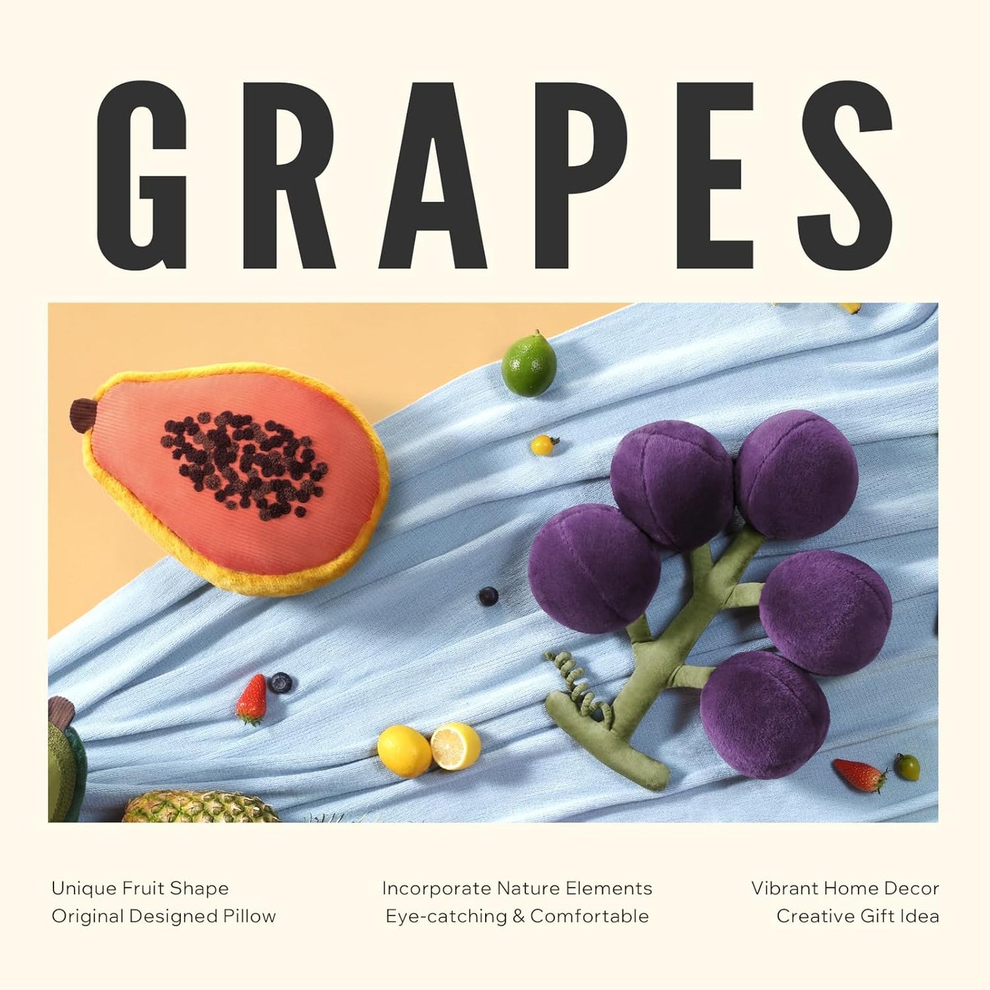 Fruit Shaped Pillows Series Grapefruit Shaped Throw Pillow