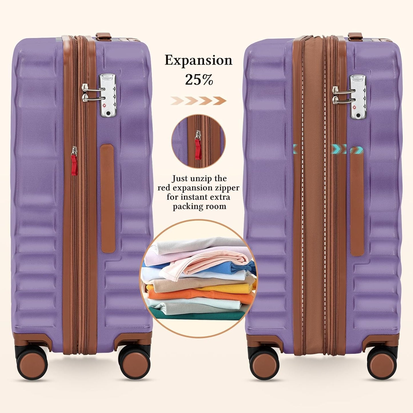5 piece luggage set expandable suitcase 22x14x9 aviation certified durable waterproof travel set