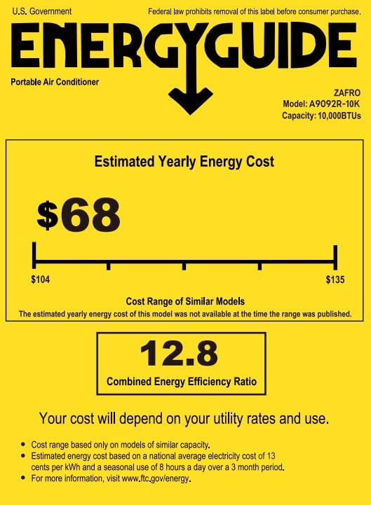 ZAFRO 8,000 BTU Portable Air Conditioners, 4 Modes Portable AC Unit with Fast Cooling/Energy Efficient/Remote/24Hrs Timer for Bedroom/Dorms/Indoor Rooms, White