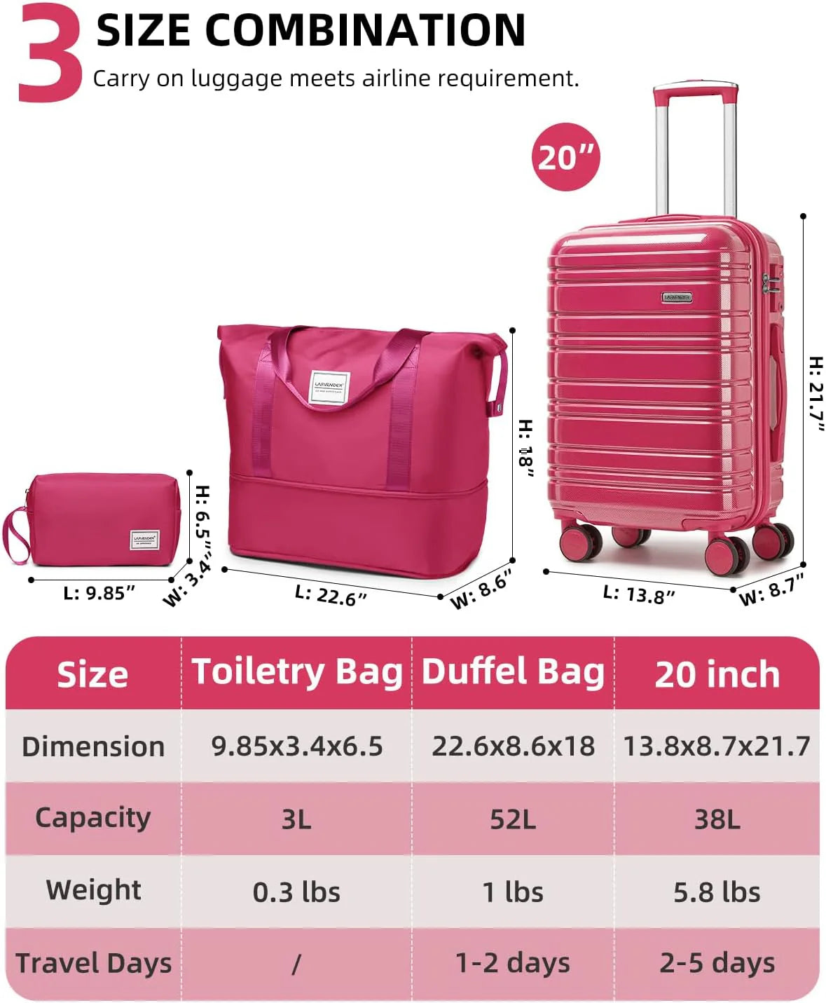 6-piece luggage set, expandable hardshell suitcase set with spinner wheels, lightweight rolling luggage set
