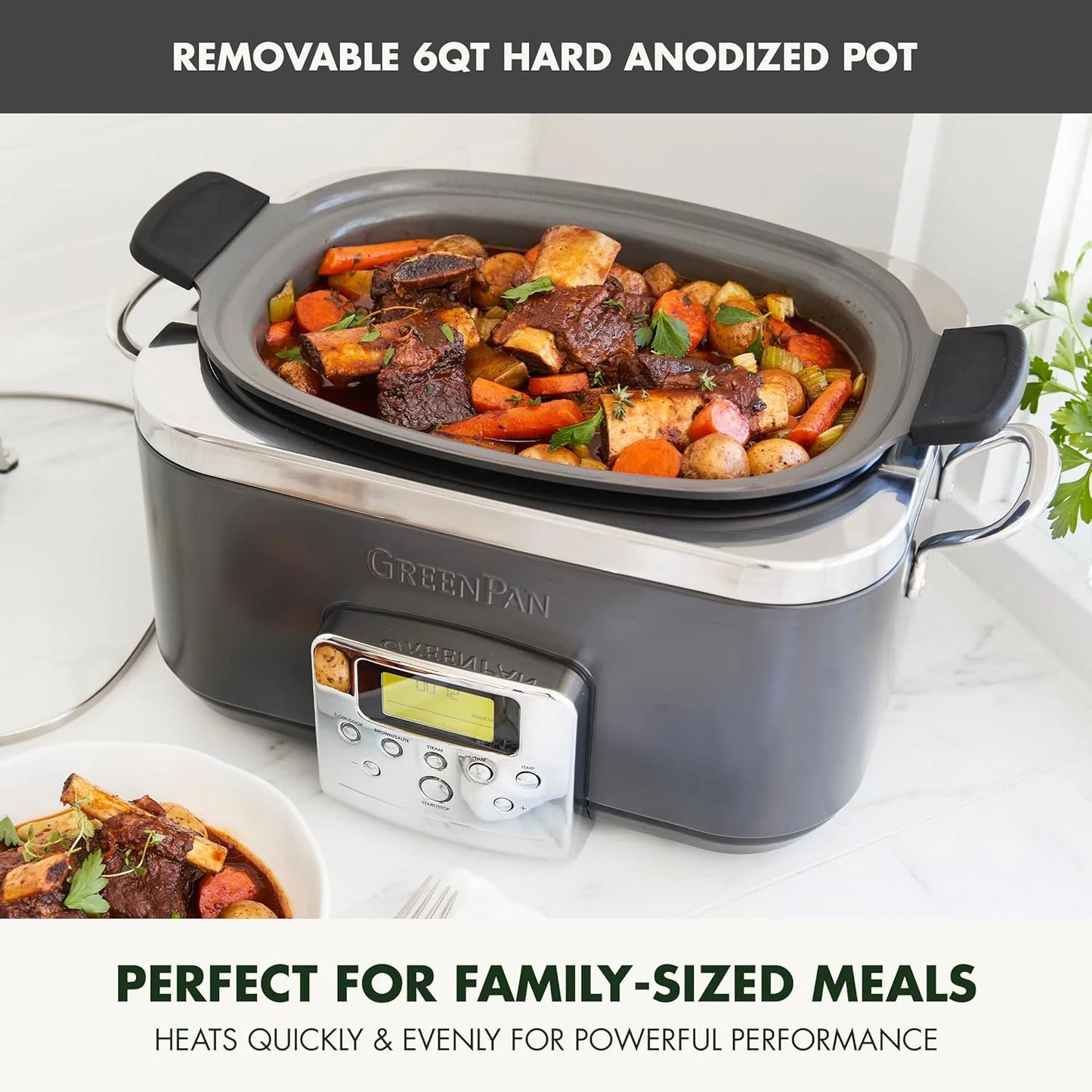 8-in-1 Programmable 6QT Electric Slow Cooker with Dishwasher-Safe Lid and Removable Base