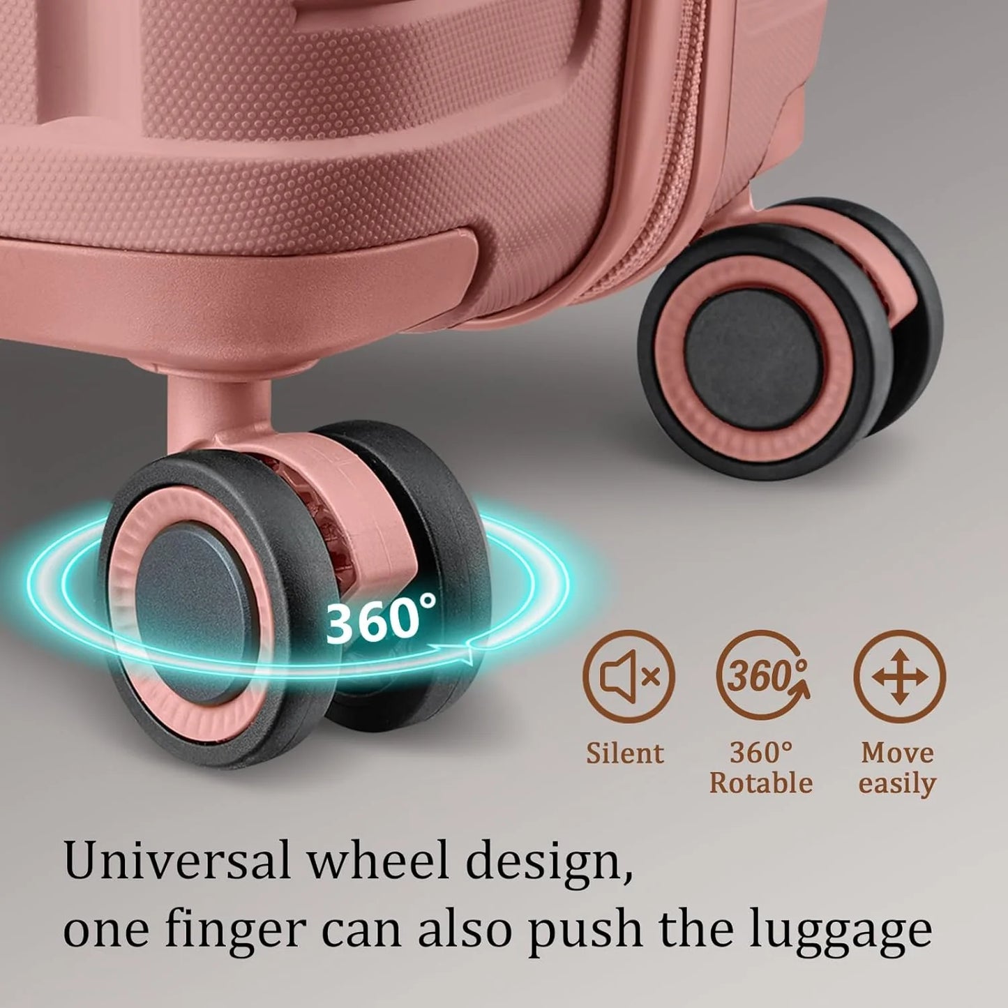 5-piece PP hardshell lightweight travel carry-on luggage set with dual spinner wheels and TSA lock