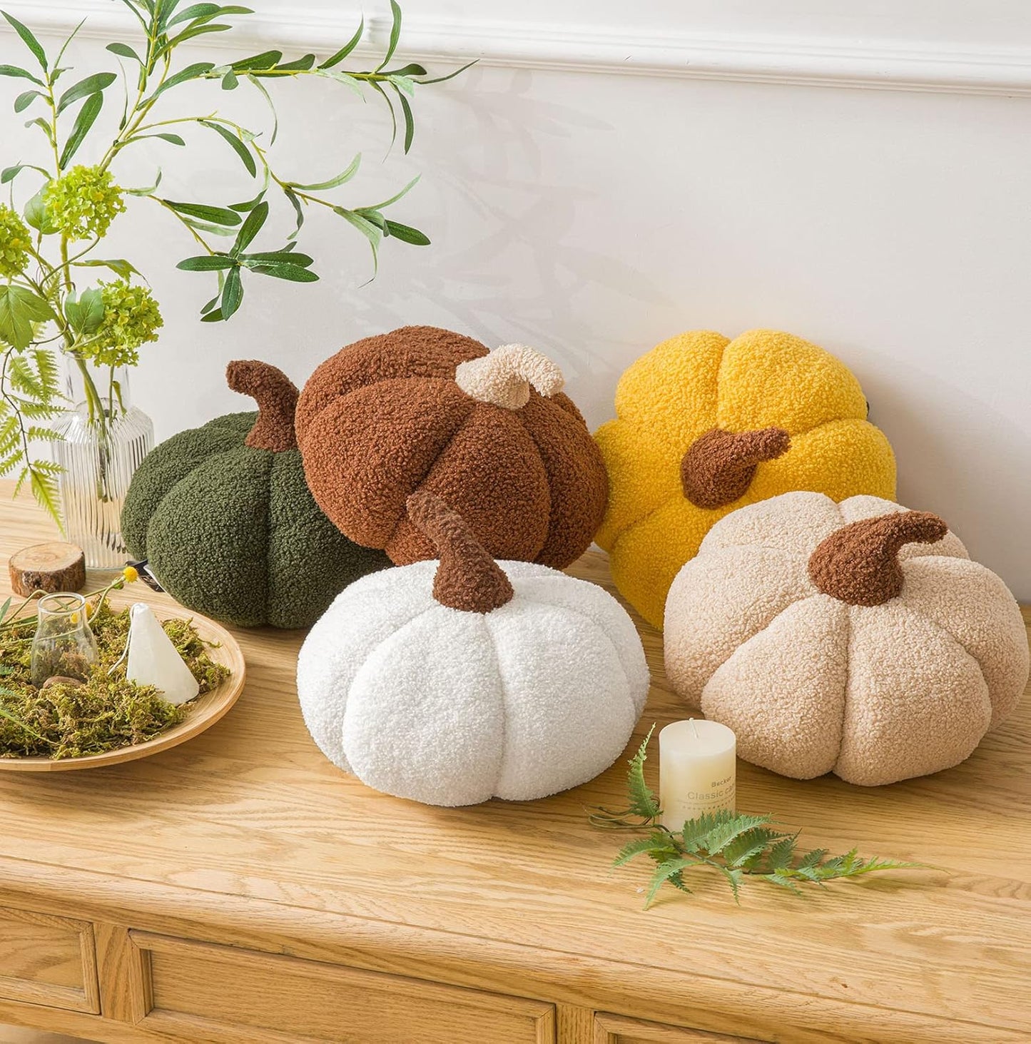 Teddy Fleece Pumpkin Throw Pillows