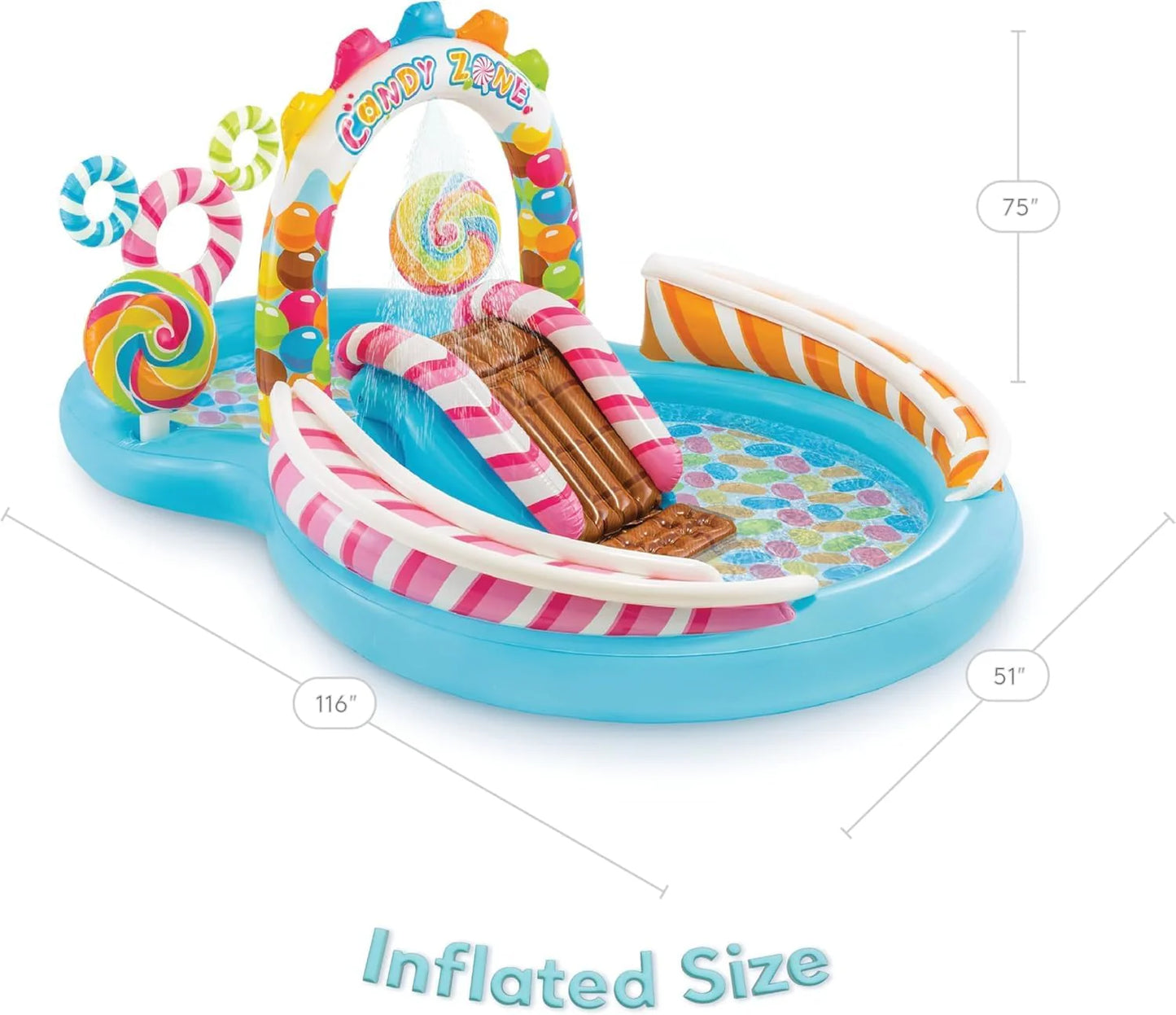 Intex 96" x 78" x 28" Inflatable Jungle Adventure Play Center Spray Kiddie Pool - Backyard Kids Water Slide, Outdoor Blow-Up Splash Pad for Toddlers