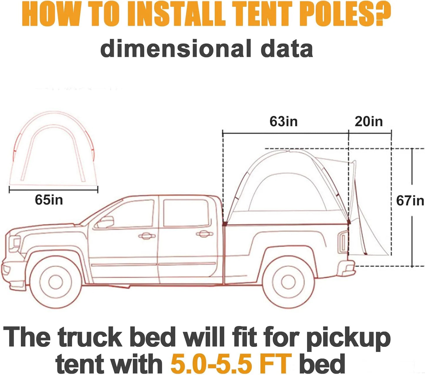 SUV Tent, 5-9 Person Rectangle Car Tent for Family, Waterproof & Windproof for Car Camping, Large Camping Tents with Storage Bag, SUV, Van, Jeep, Pickup 8FT L x 10.6FT W x 7.2FT H