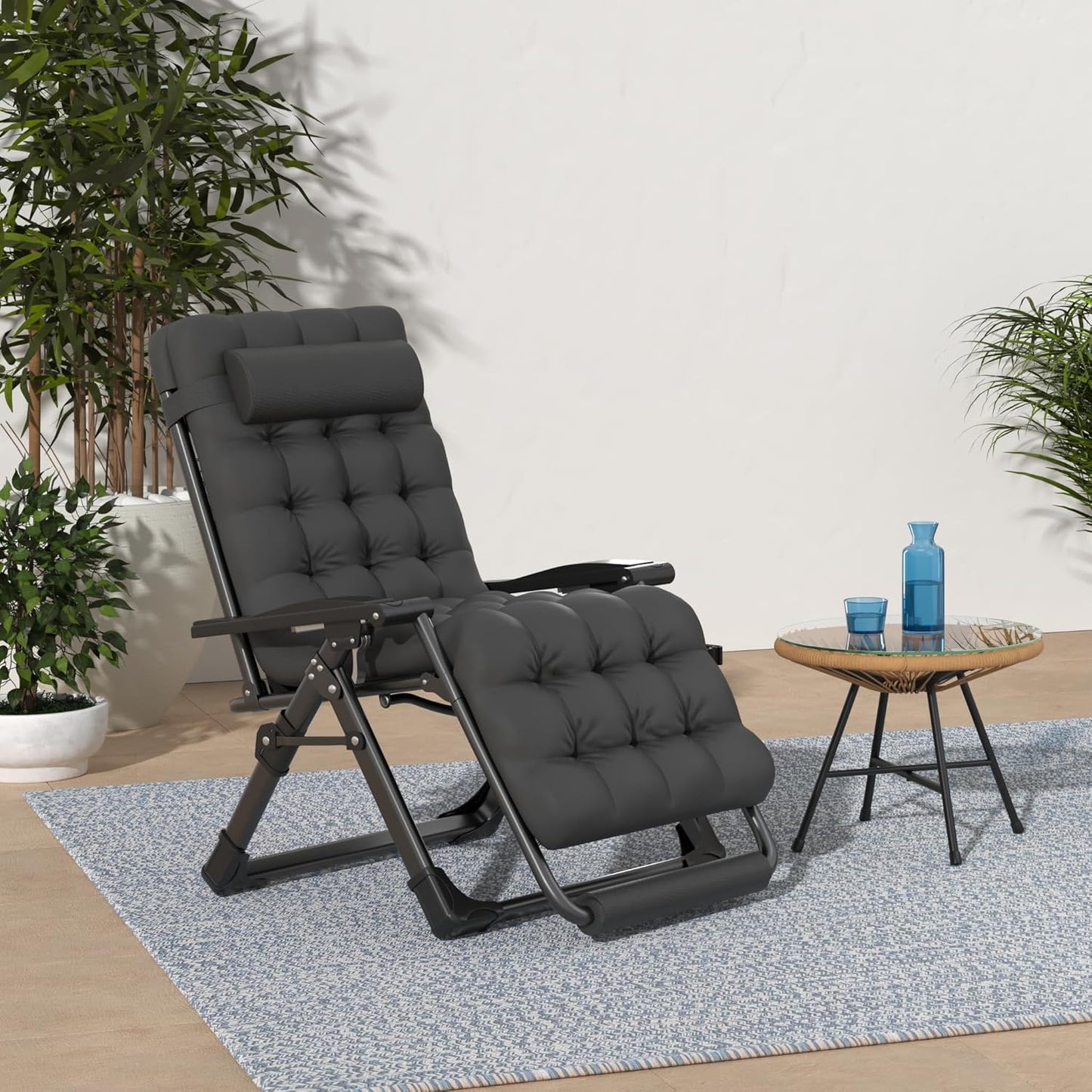 Indoor and outdoor patio chair folding lounge chair zero gravity chair with removable cushion camping lounge chair