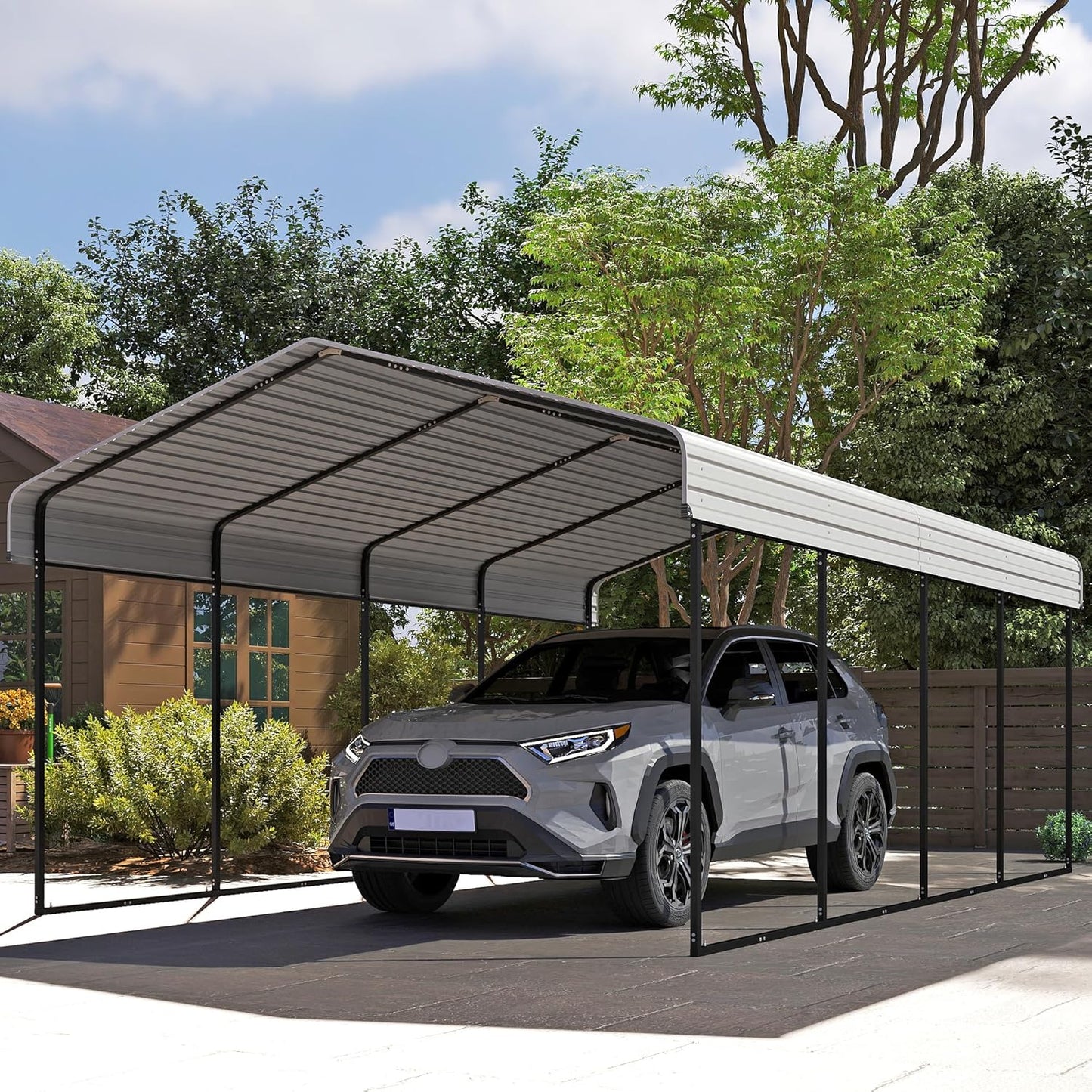 10'x15' Heavy Duty Metal Carport, Outdoor Garage Car Shelter Shade with Heavier Frame