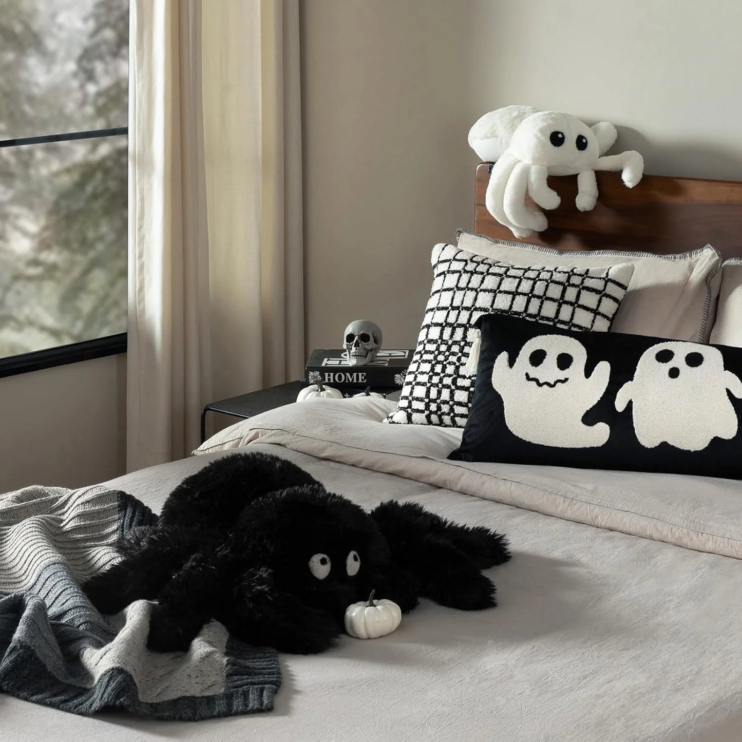 Happy Halloween Spider Shaped Throw Pillow