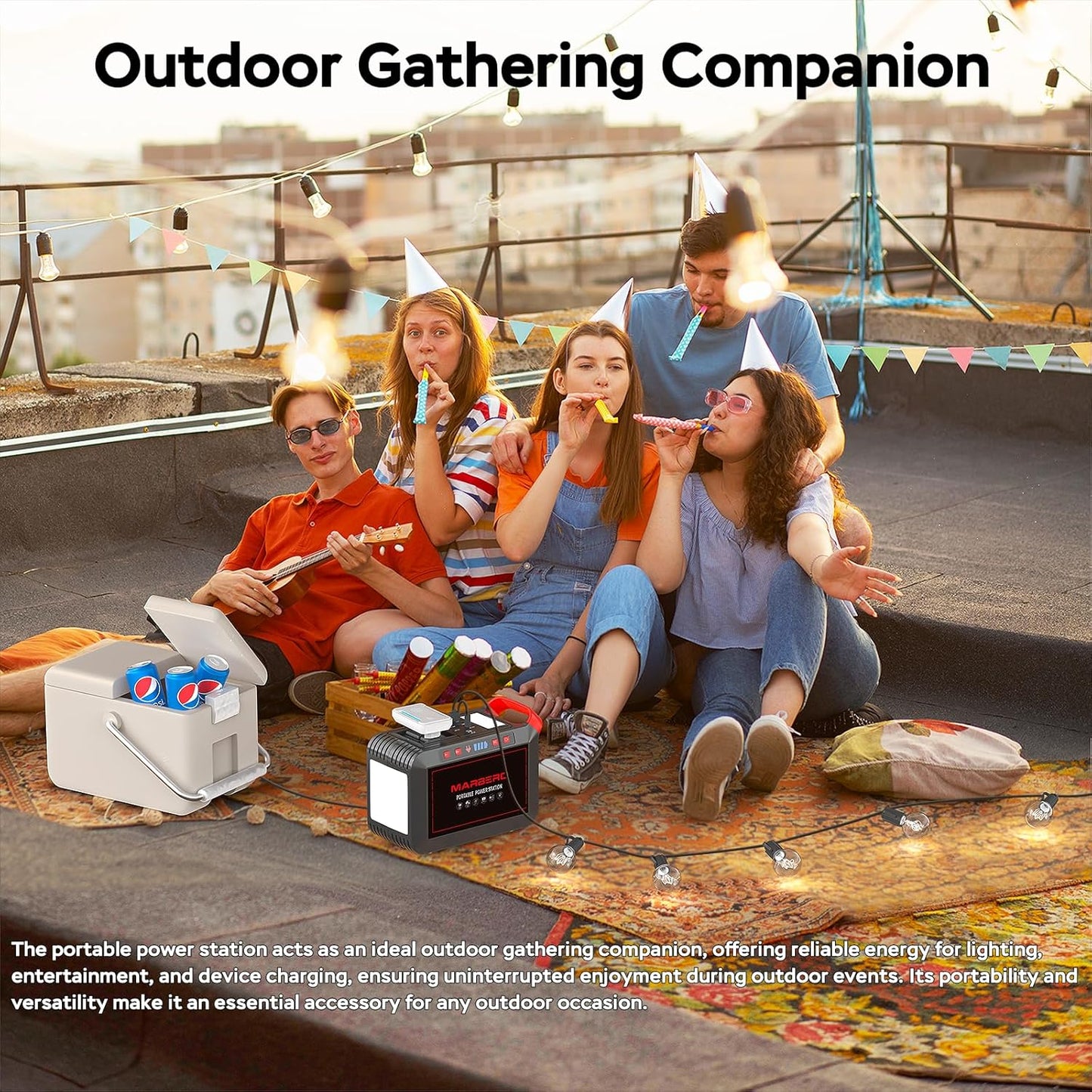 Portable Power Station 88Wh Camping Lithium Battery Solar Generator Fast Charging with AC Outlet 120W Peak Power Bank