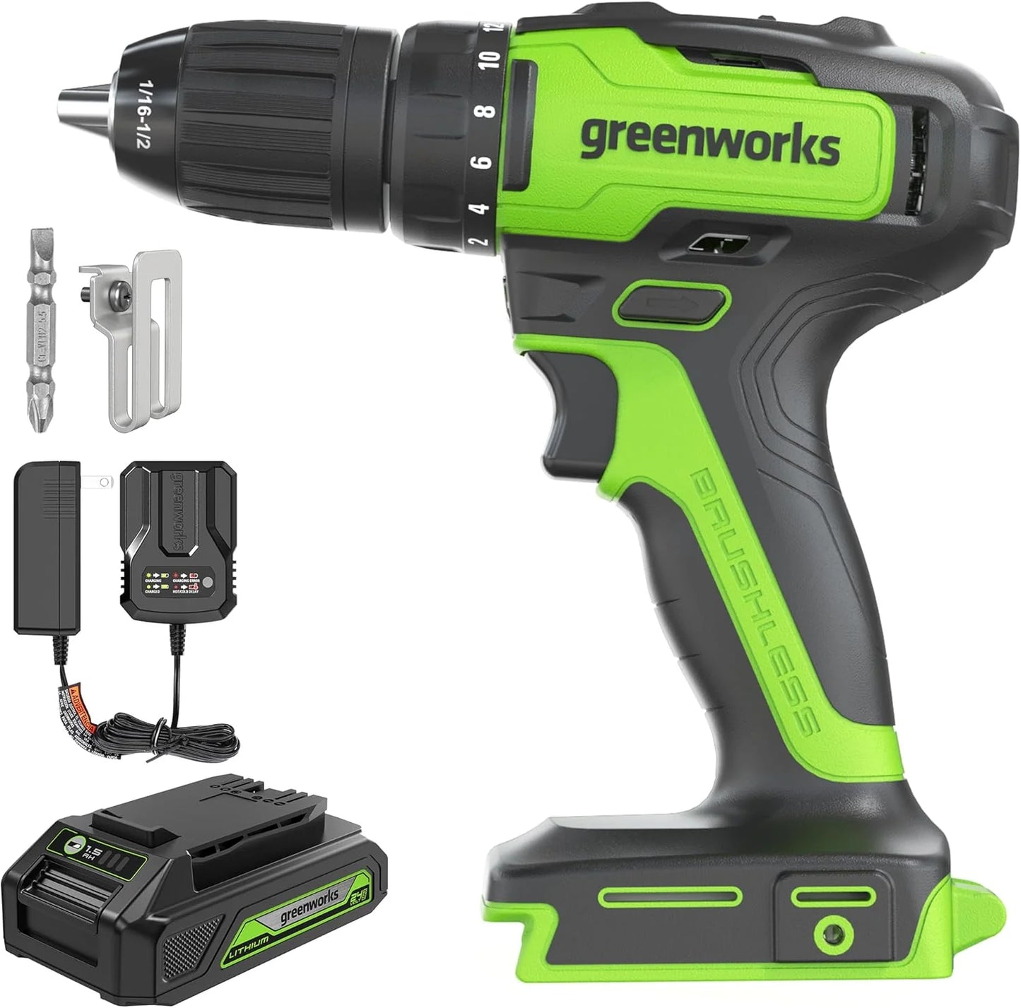 24V Brushless Cordless Drill and Impact Driver,Power Tool Combo Kit Included 1/2”Drill & 1/4”Hex Impact Driver and (2) Batteries, Fast Charger, 2 pcs Drill Bit Set & Bag