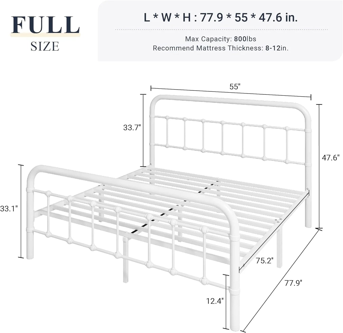 Allewie Queen Size Metal Platform Bed Frame with Victorian Style Wrought Iron-Art Headboard/Footboard, No Box Spring Required