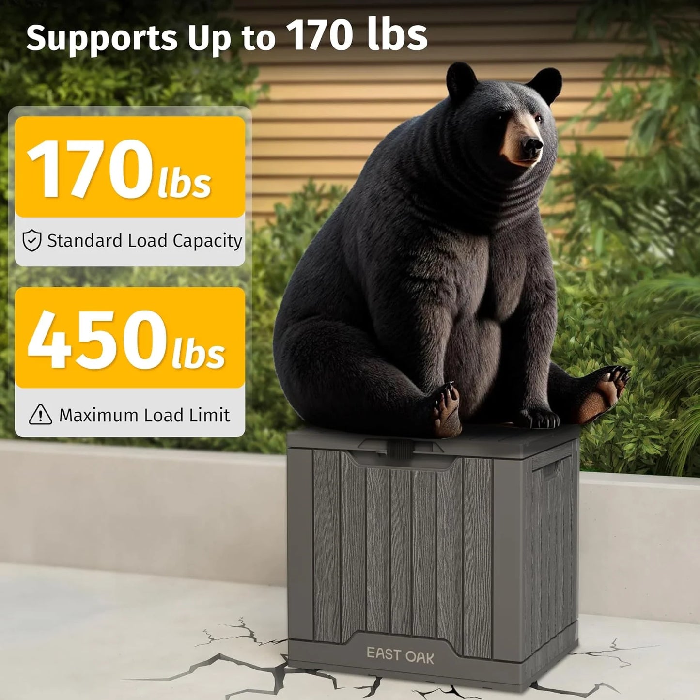 EAST OAK Outdoor Storage Box, 60 Gallon Deck Box Indoor and Outdoor Use, Waterproof Resin Storage Bin