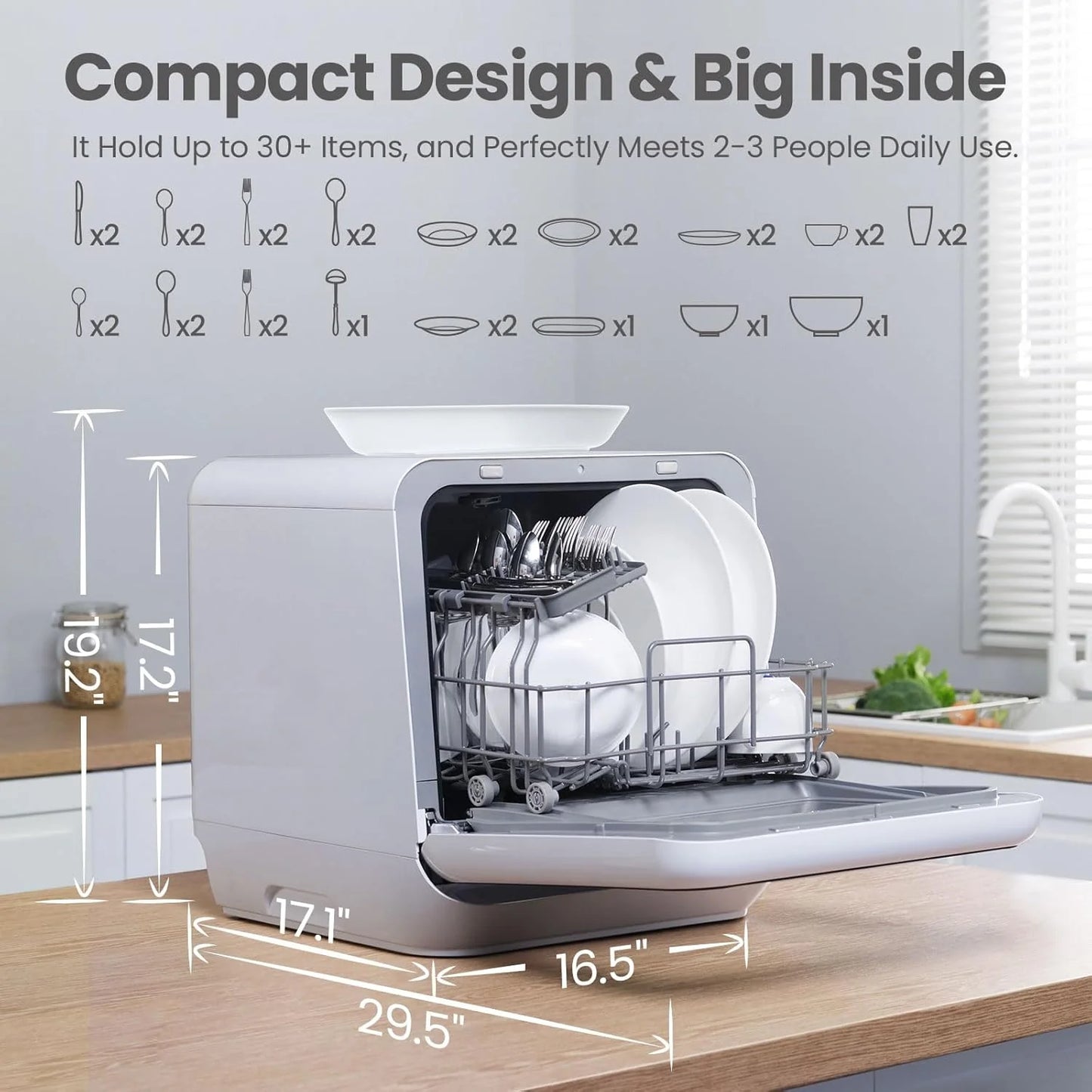 COMFEE' Portable Mini Dishwasher Countertop with 5L Built-in Water Tank