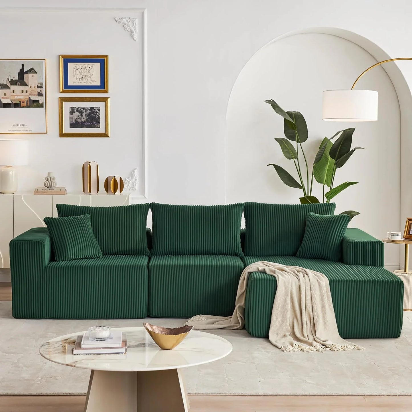 108-inch modular sofa, cloud modular sofa, with deep seat and reclining chair, upholstered sofa