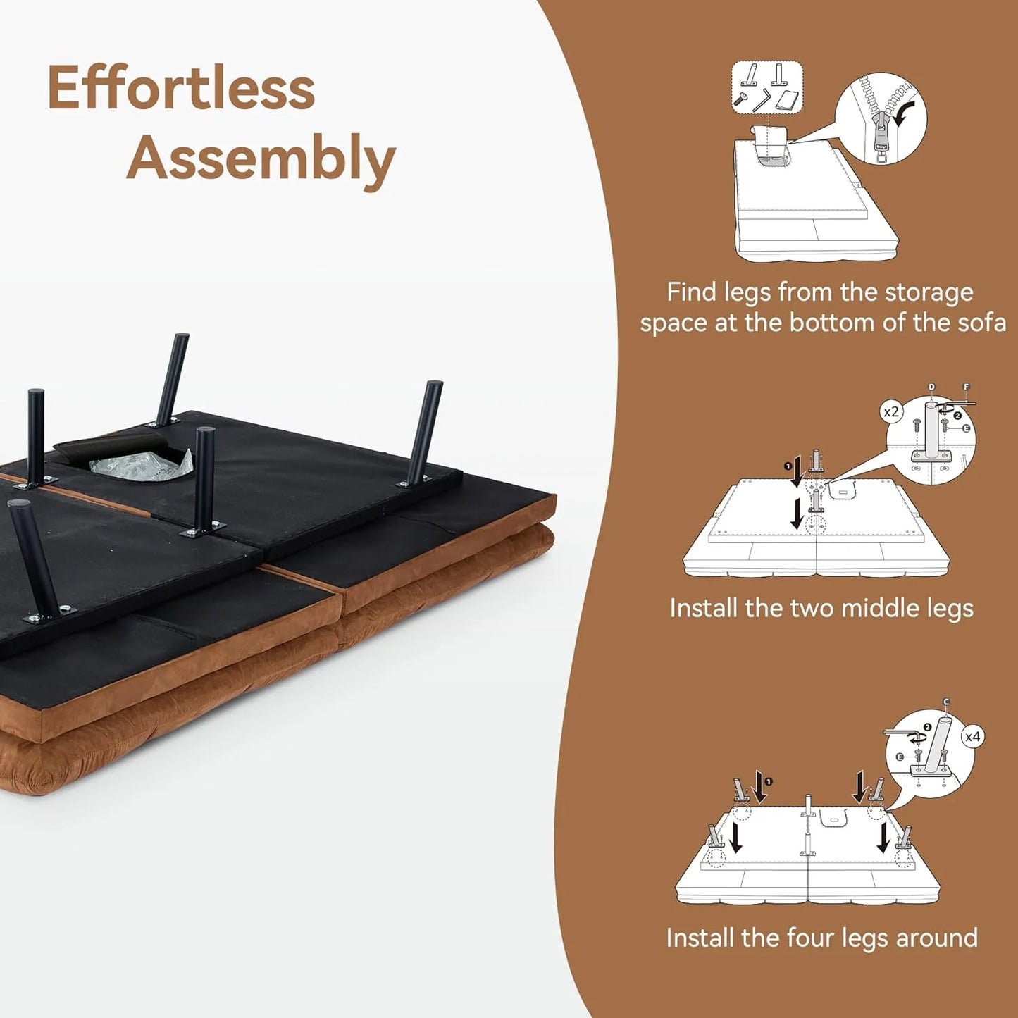 Brown loveseat, convertible sofa memory foam futon sofa bed modern sleeper sofa