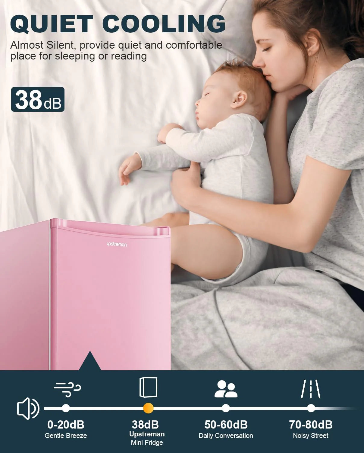 Upstreman 3.2 Cu.Ft Mini Fridge with Freezer, Single Door Mini Fridge, Dorm Fridge, Adjustable Thermostat, Mini Refrigerator for Bedroom, Office, Dorm, Black-BR321