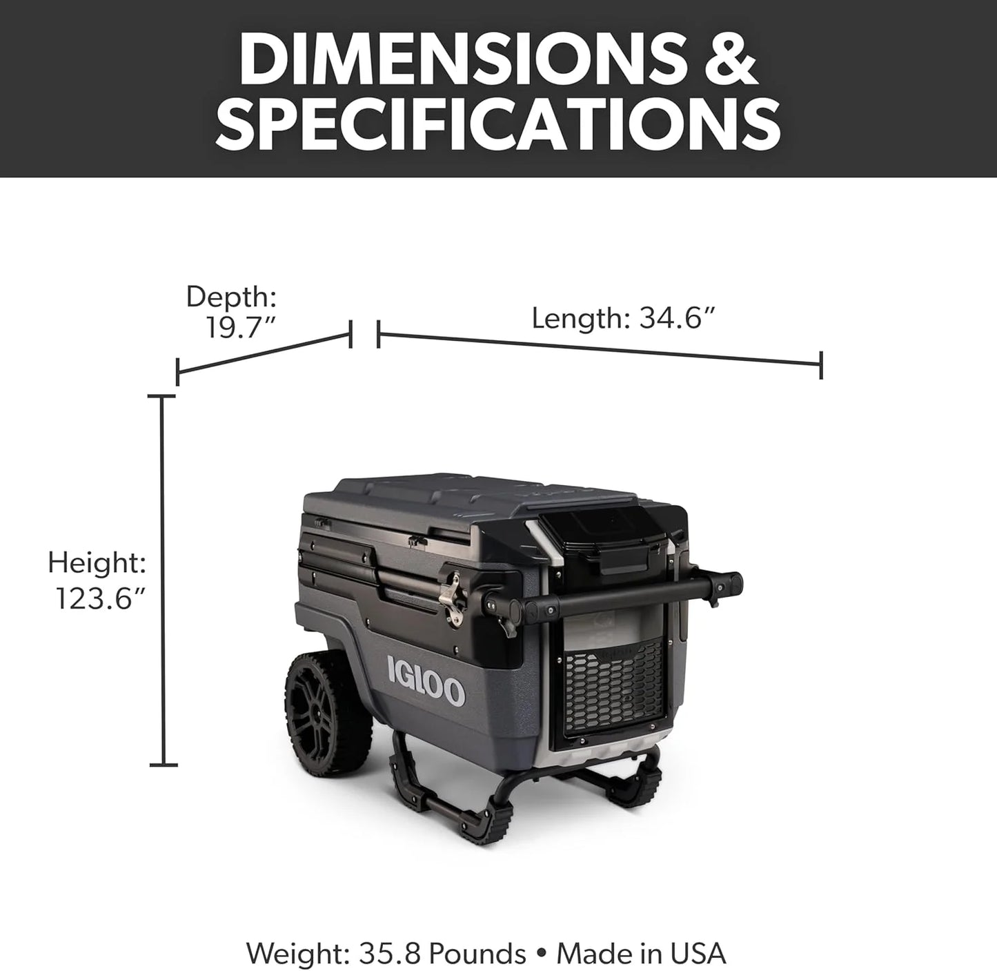 70Qt Wheeled Cooler, Insulated Hard Shell Ice Chest