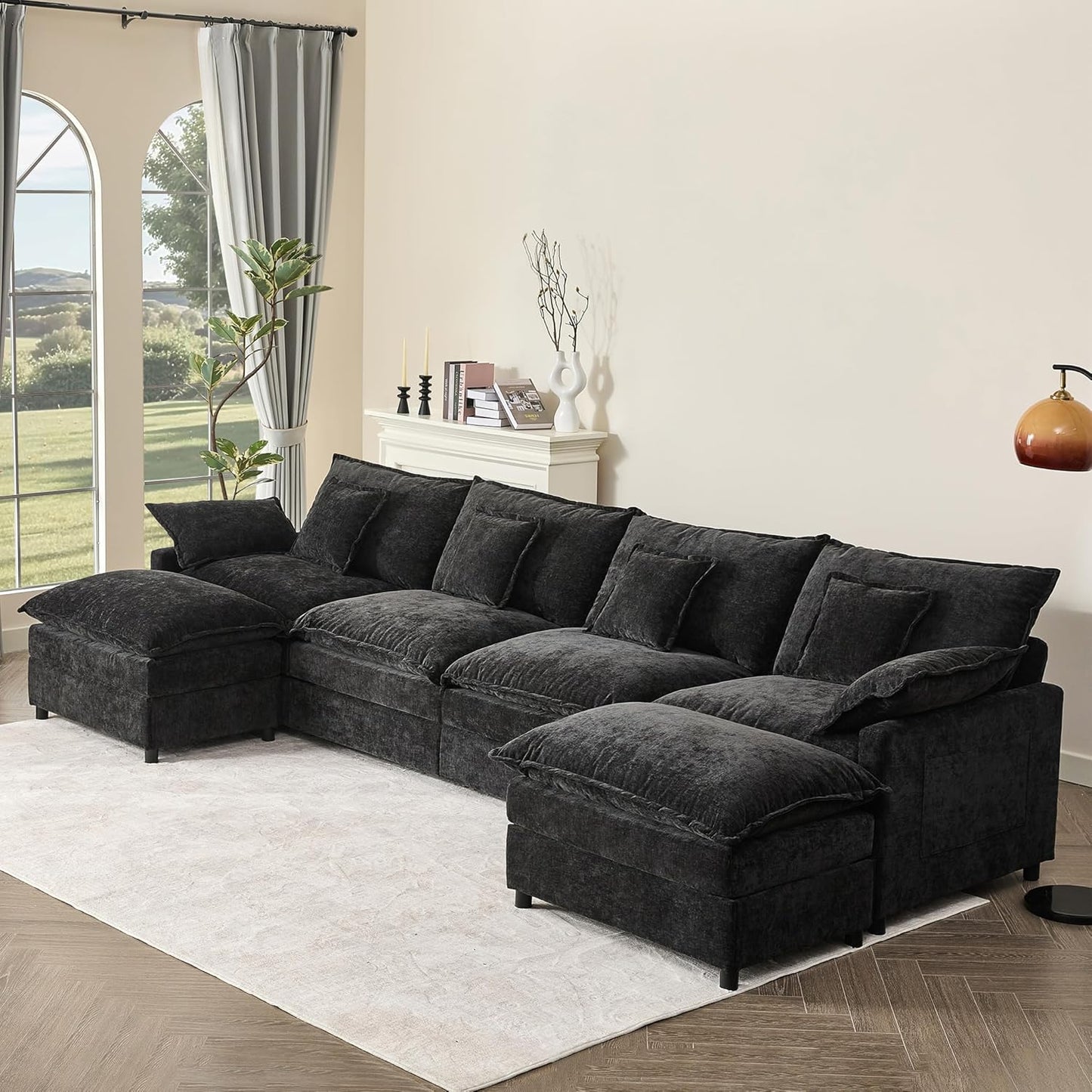 108" U-shaped sofa, modular sofa, three-seater comfortable cloud sofa