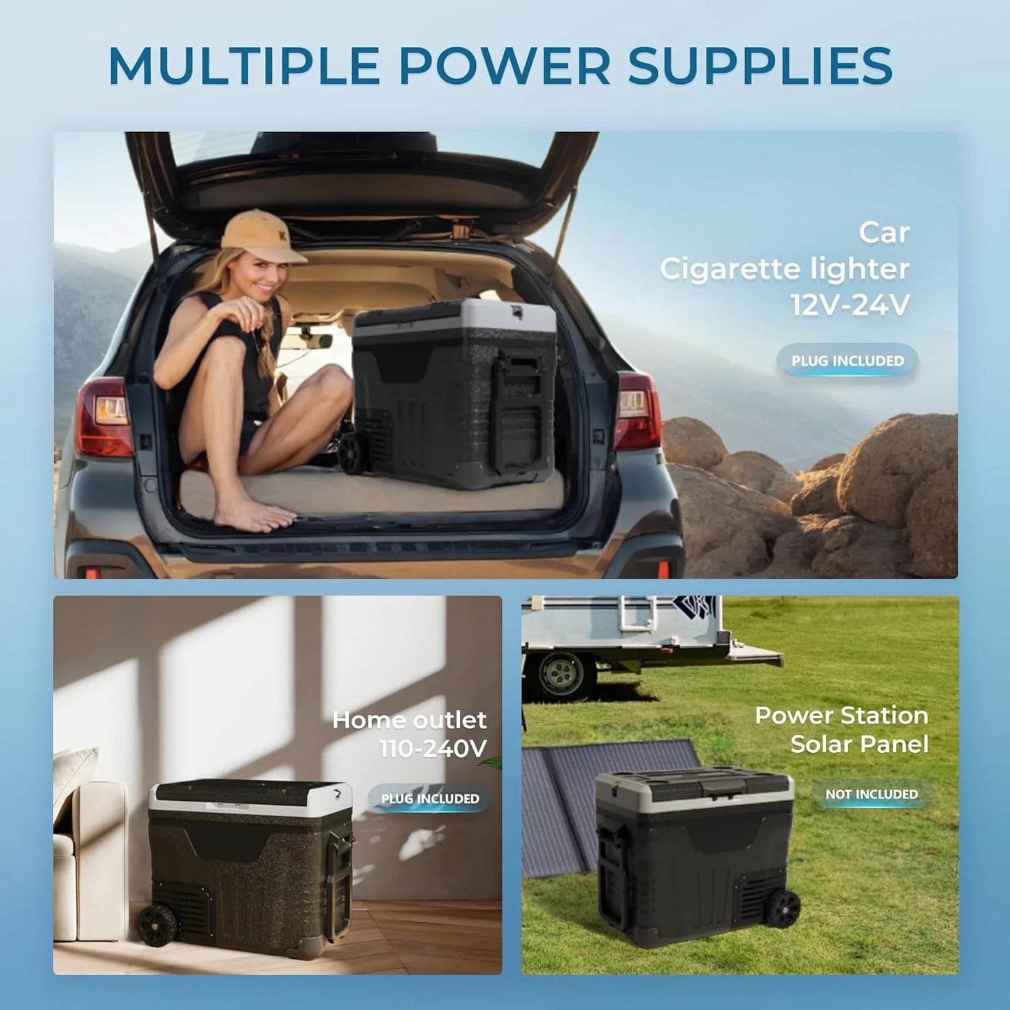 EUHOMY 12 Volt Refrigerator, 53QT(50L) Electric Cooler, Portable Freezer 12V/24V DC 110-240V AC, 12V Fridge -4℉~68℉, 12V Cooler with Wheels & 2 Baskets for Travel, Truck, Boat, Camping